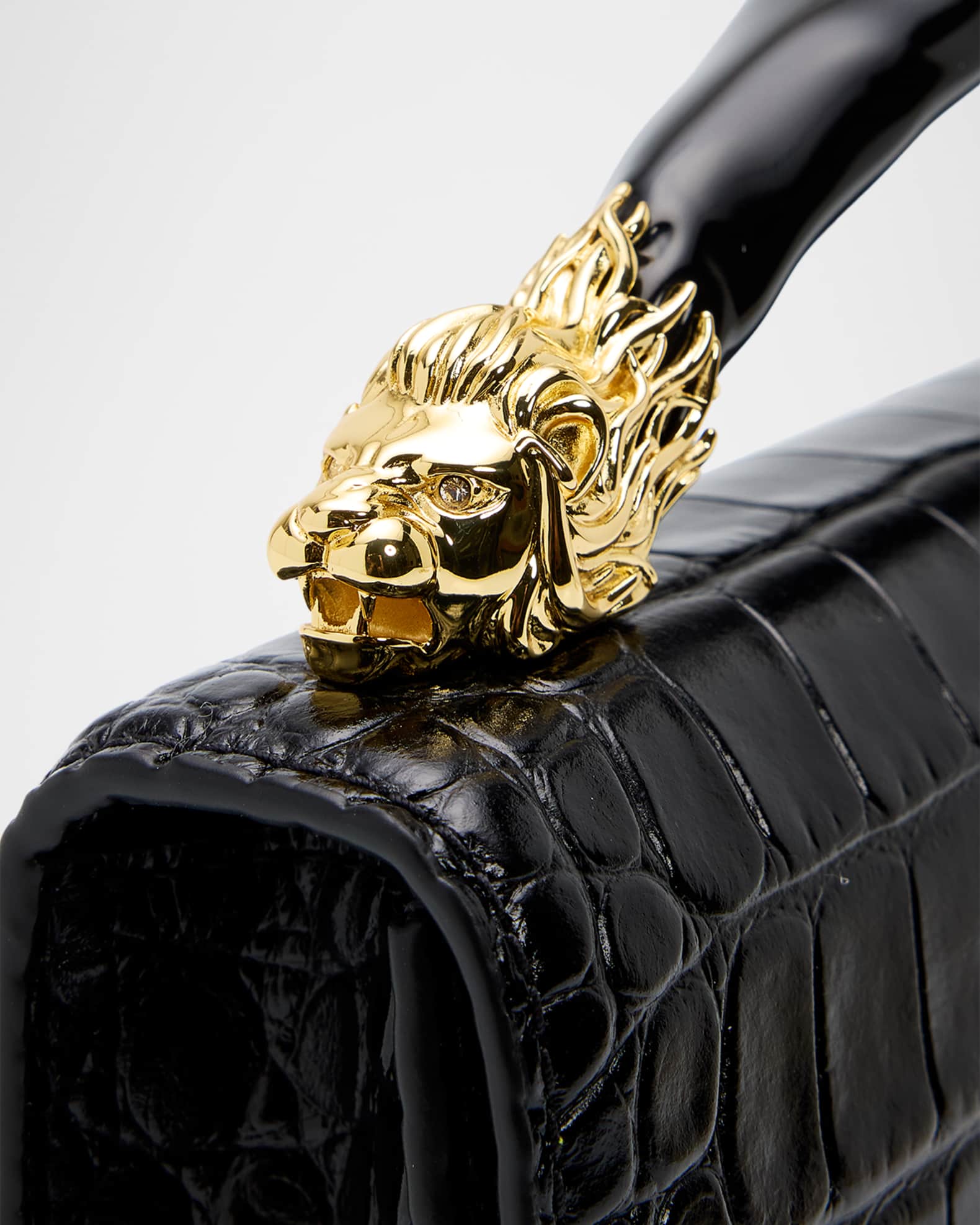 Alexis Bittar Lioness Croc-Embossed Top-Handle Bag | Neiman Marcus