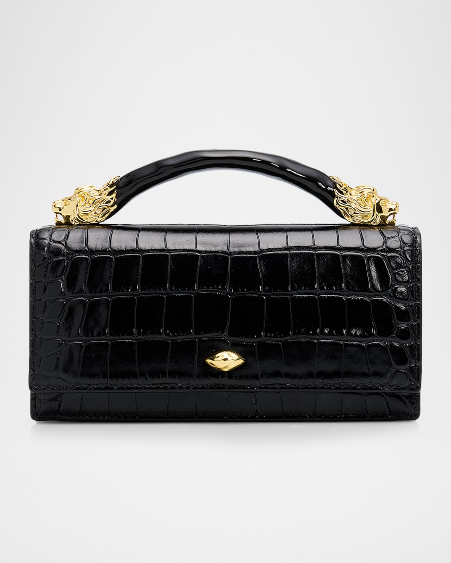 Alexis Bittar Lioness Croc-Embossed Top-Handle Bag | Neiman Marcus