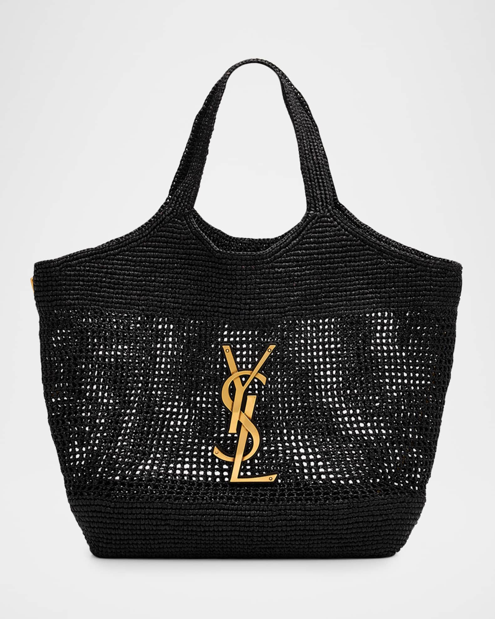Saint Laurent Icare Medium Crochet Raffia Tote Bag | Neiman Marcus
