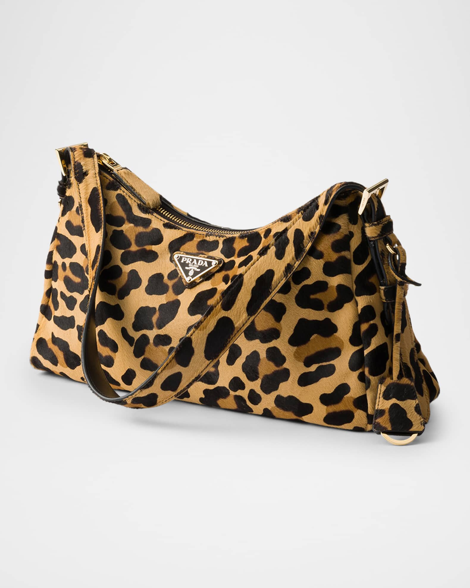 Prada Aime Medium Leopard-Print Pony Hair Shoulder Bag | Neiman Marcus