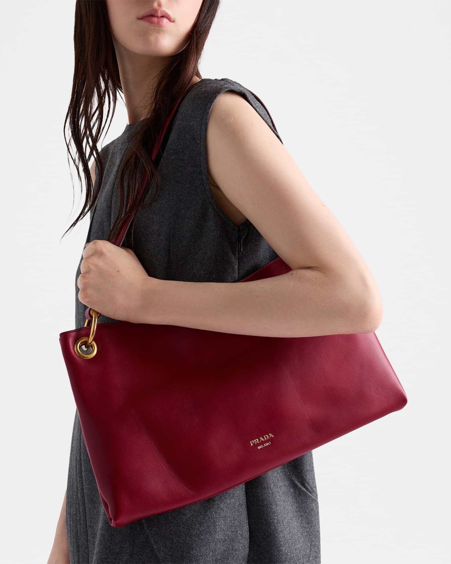 Prada Prada Etude Large Leather Shoulder Bag | Neiman Marcus