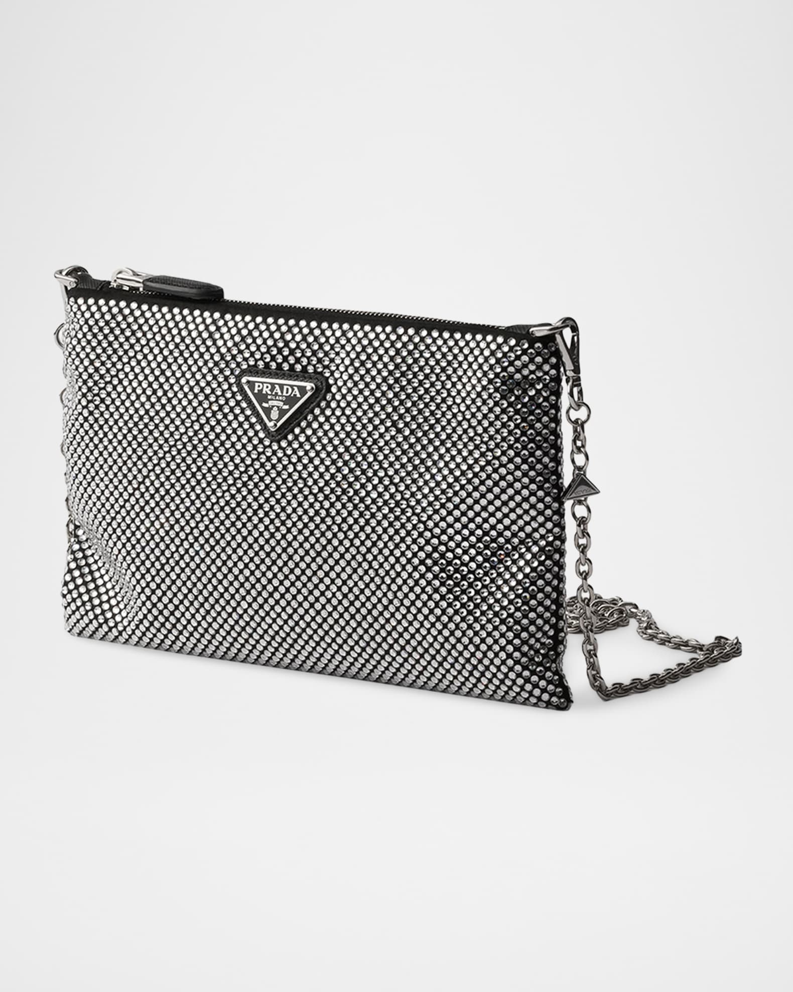 PRADA 縄跳び　ポーチ付き Prada Mini Crystal-Studded Bag with Shoulder Strap | Neiman Marcus