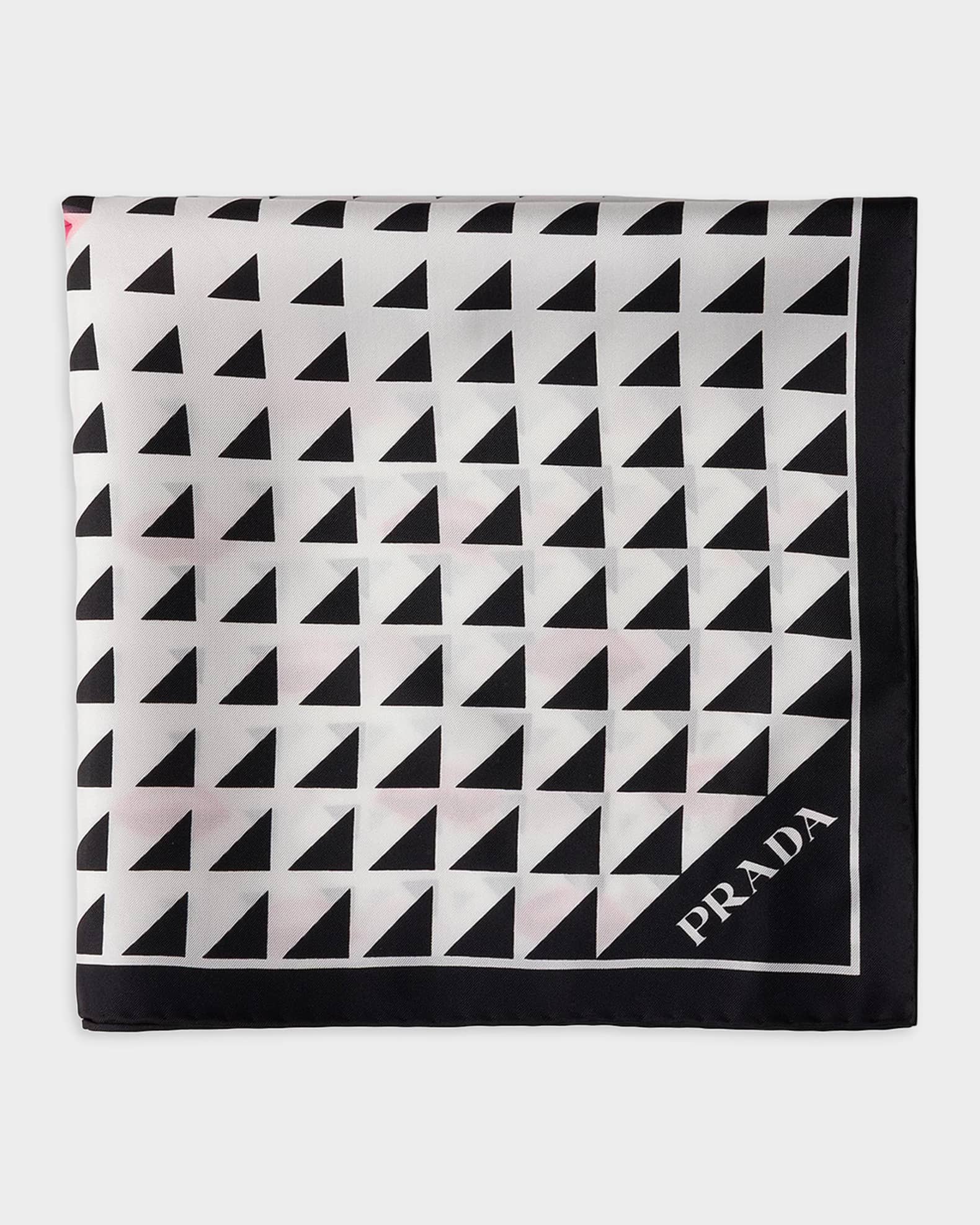 Prada Triangle Lip Silk Twill Scarf, 21