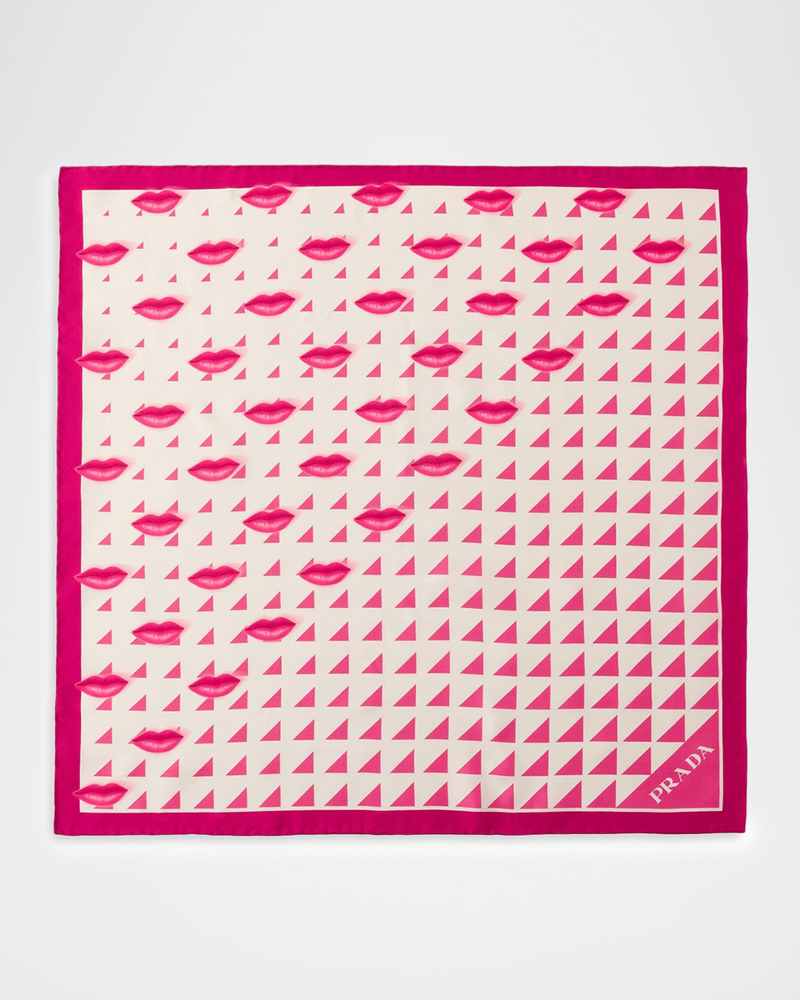 Prada Triangle Lip Silk Twill Scarf, 21