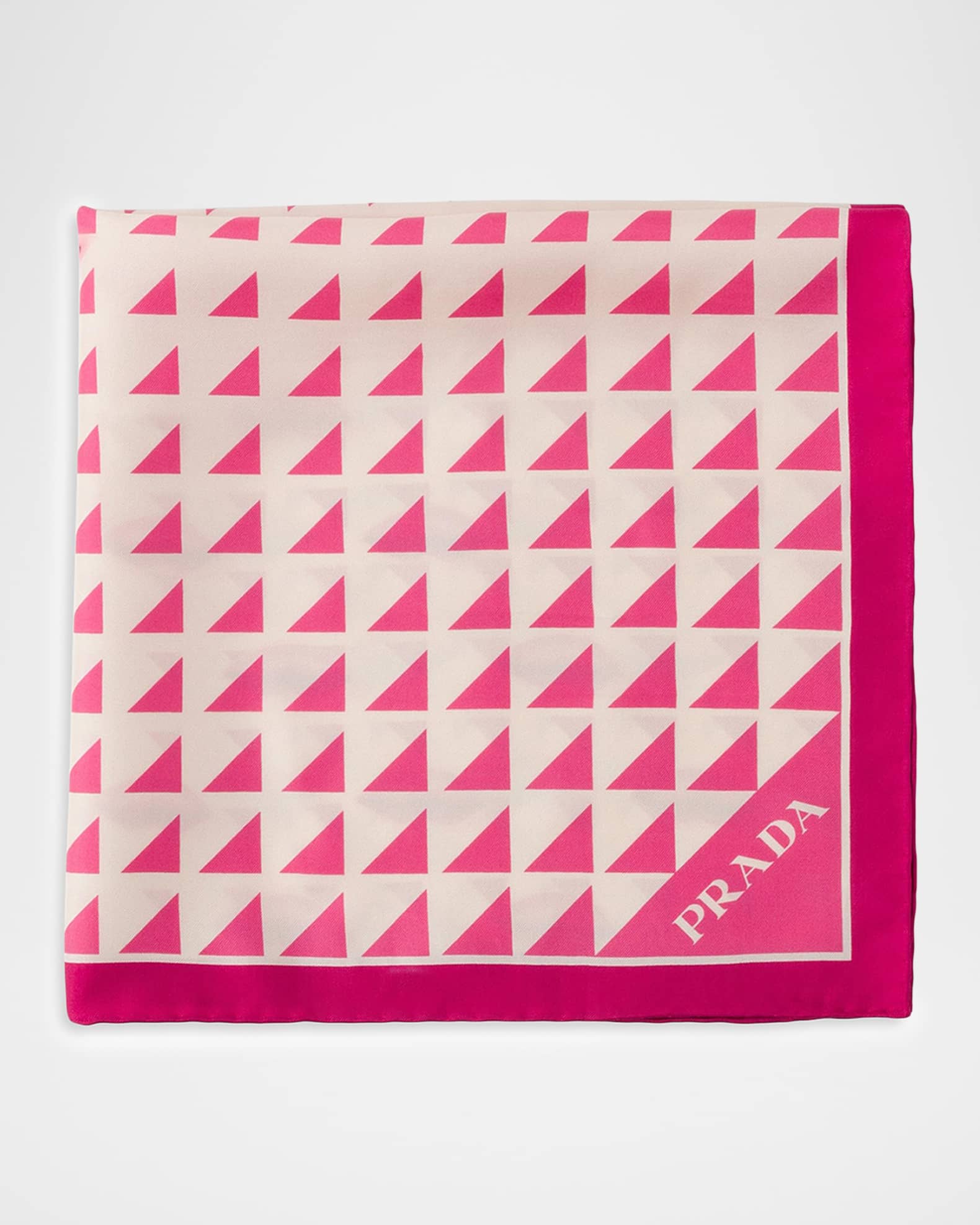 Prada Triangle Lip Silk Twill Scarf, 21