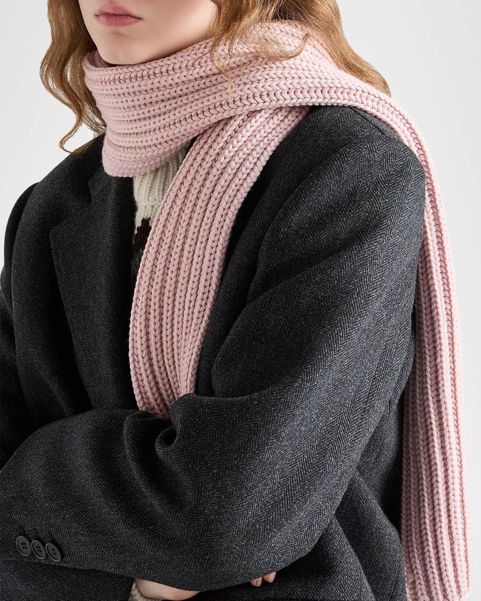 Prada Enameled Triangle Wool Knit Scarf | Neiman Marcus