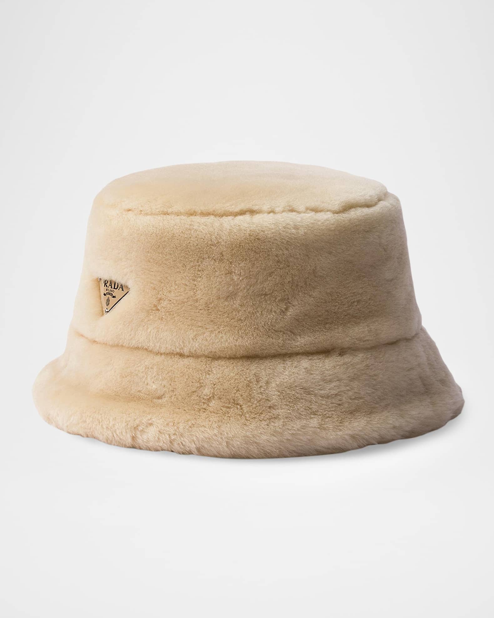 Prada Sheep Shearling Bucket Hat | Neiman Marcus