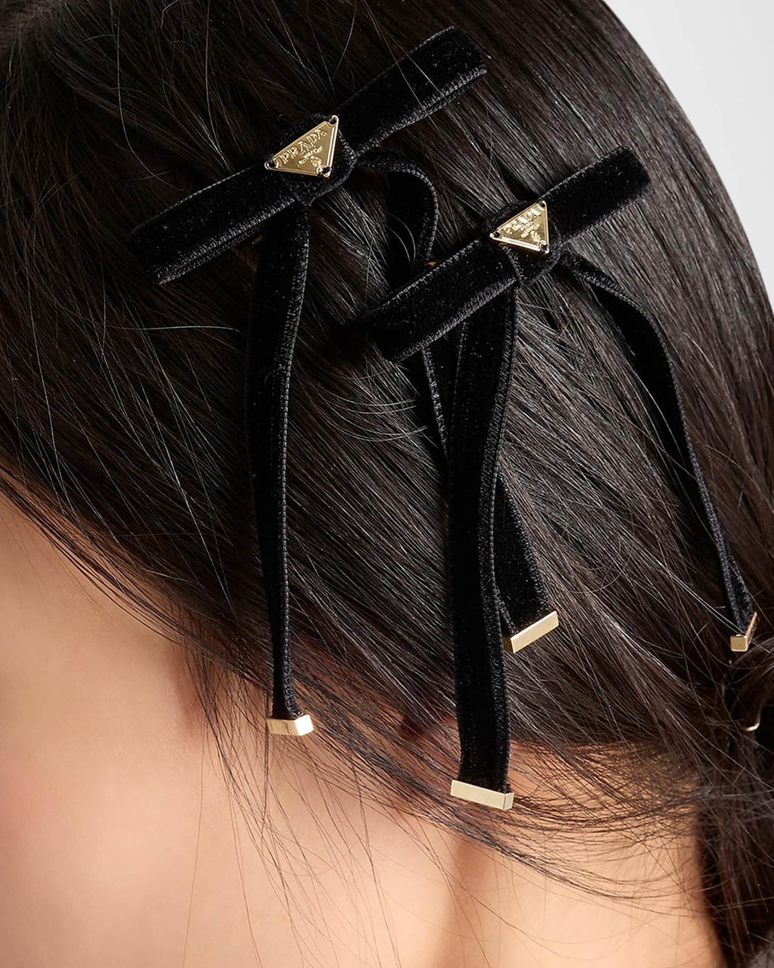 Prada Velvet Bow Hair Clips, Set of 2 | Neiman Marcus