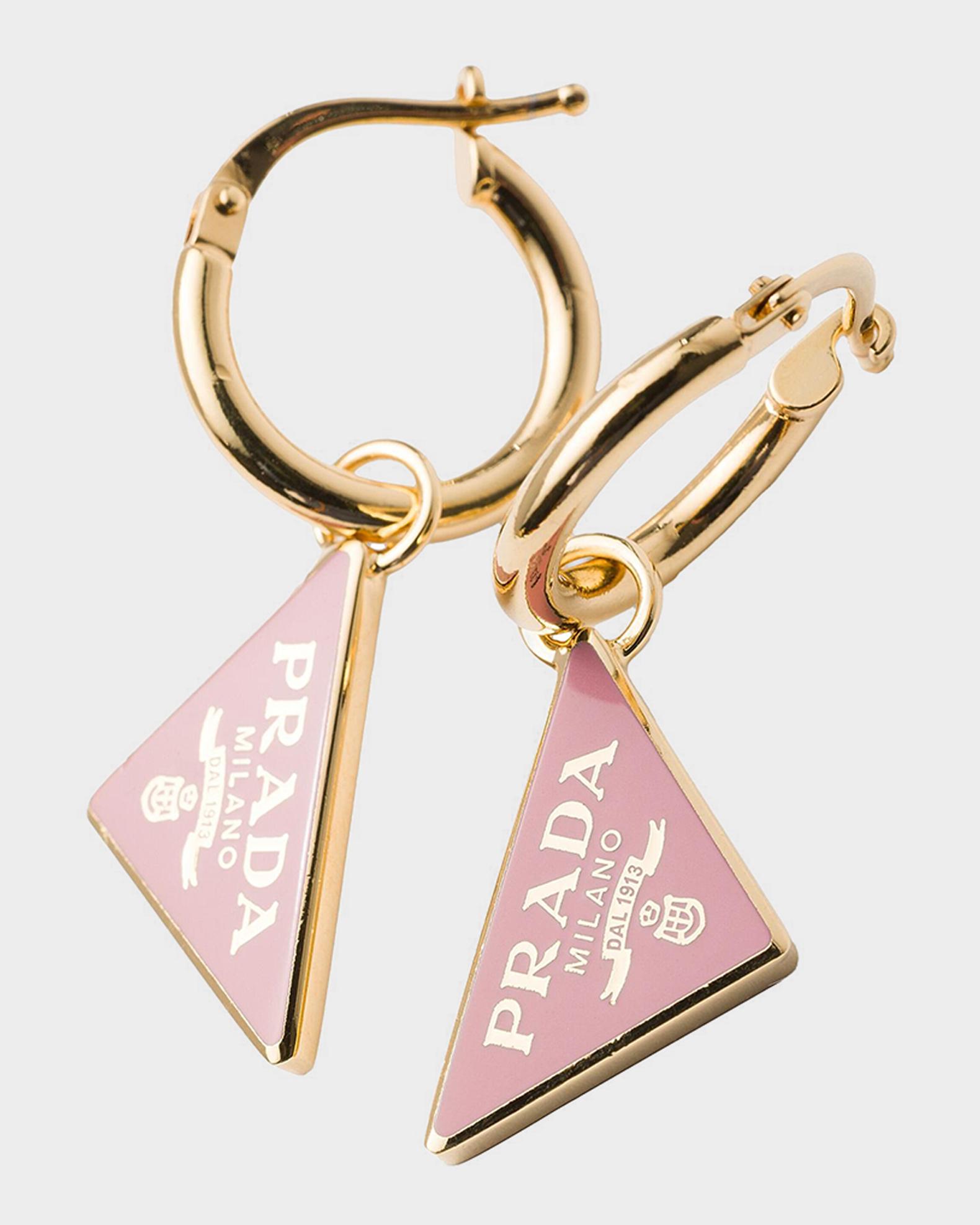 Prada Enameled Metal Logo Earrings | Neiman Marcus