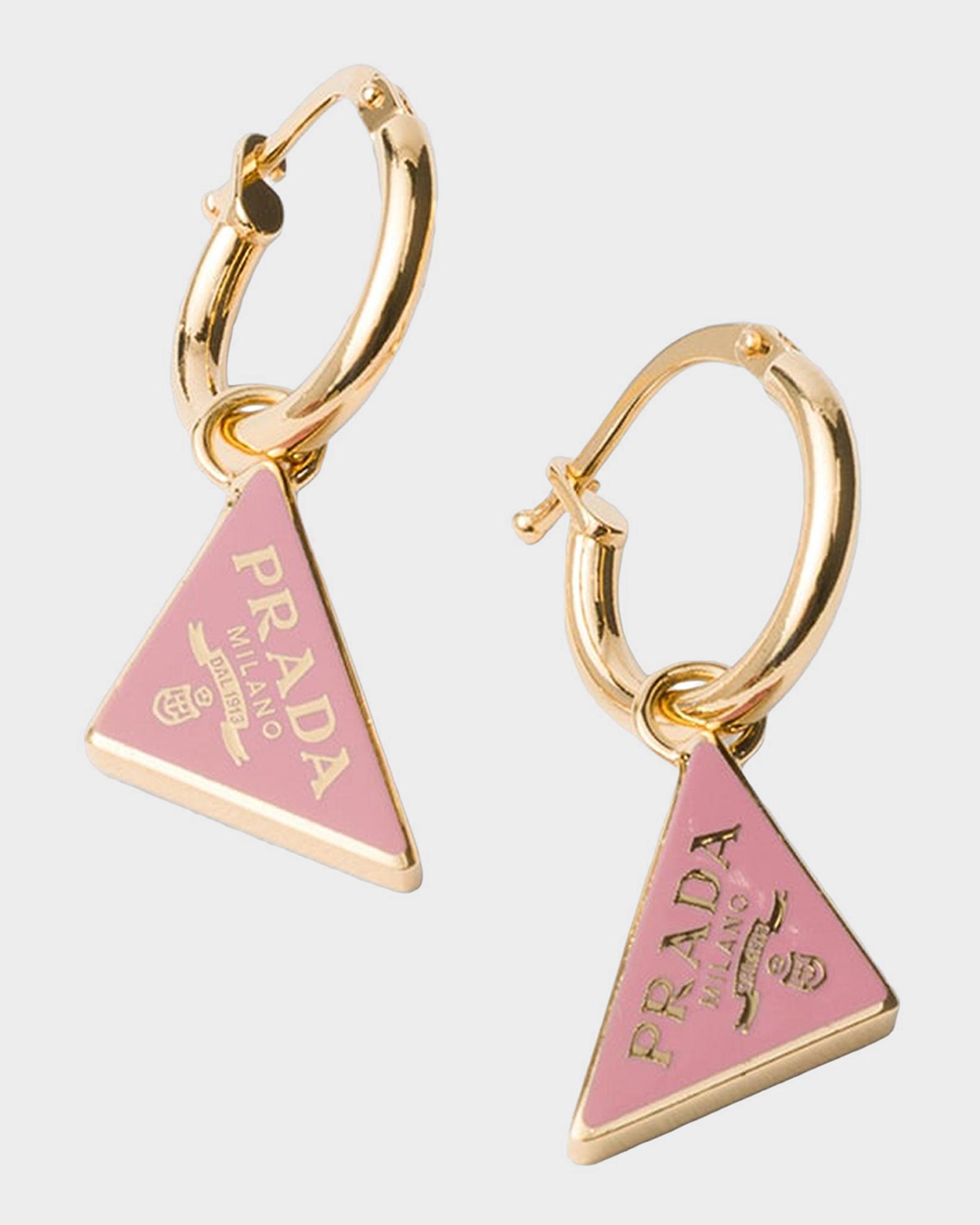 Prada Enameled Metal Logo Earrings | Neiman Marcus