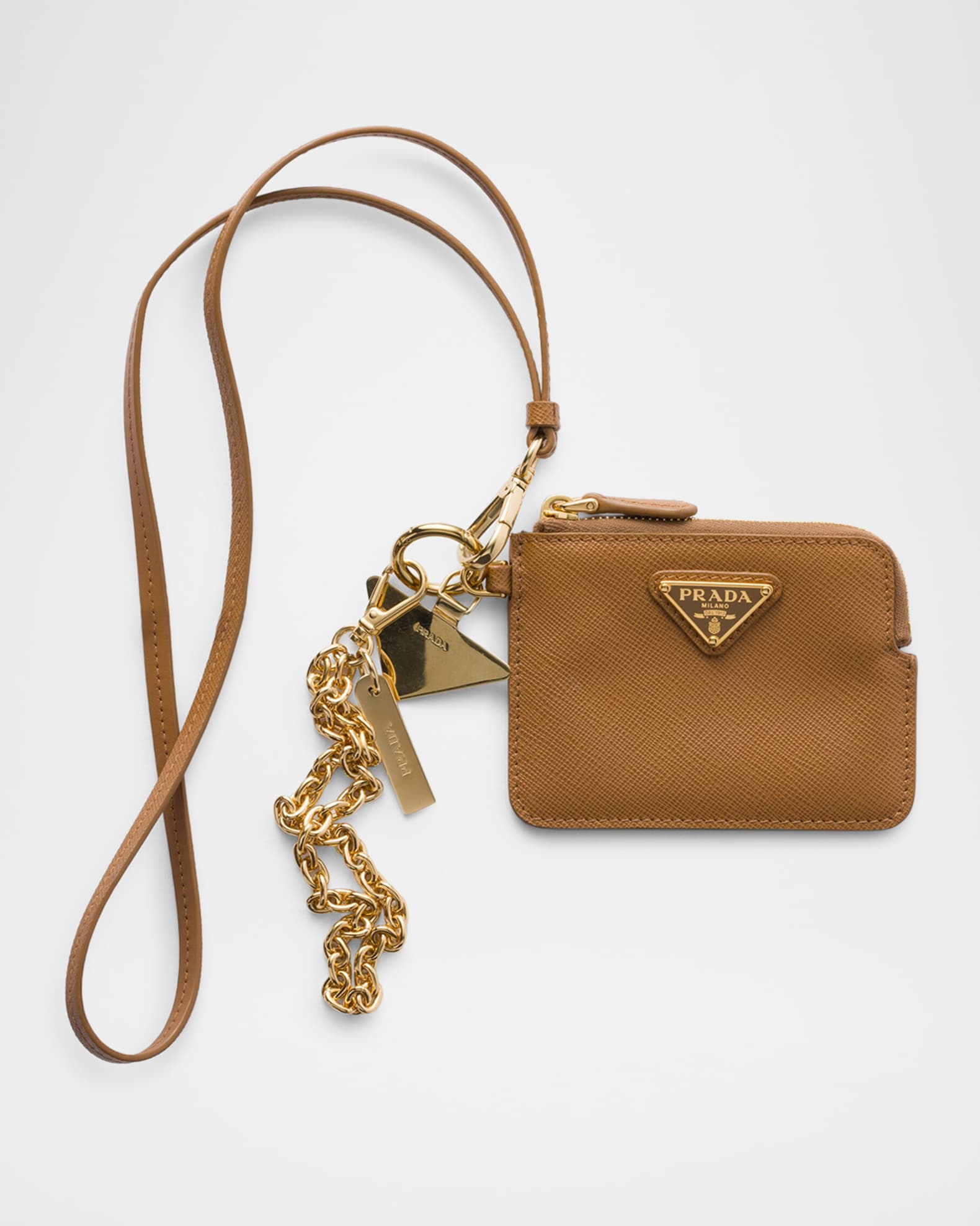 Saffiano Leather Card Holder with Neck Strap | Neiman Marcus