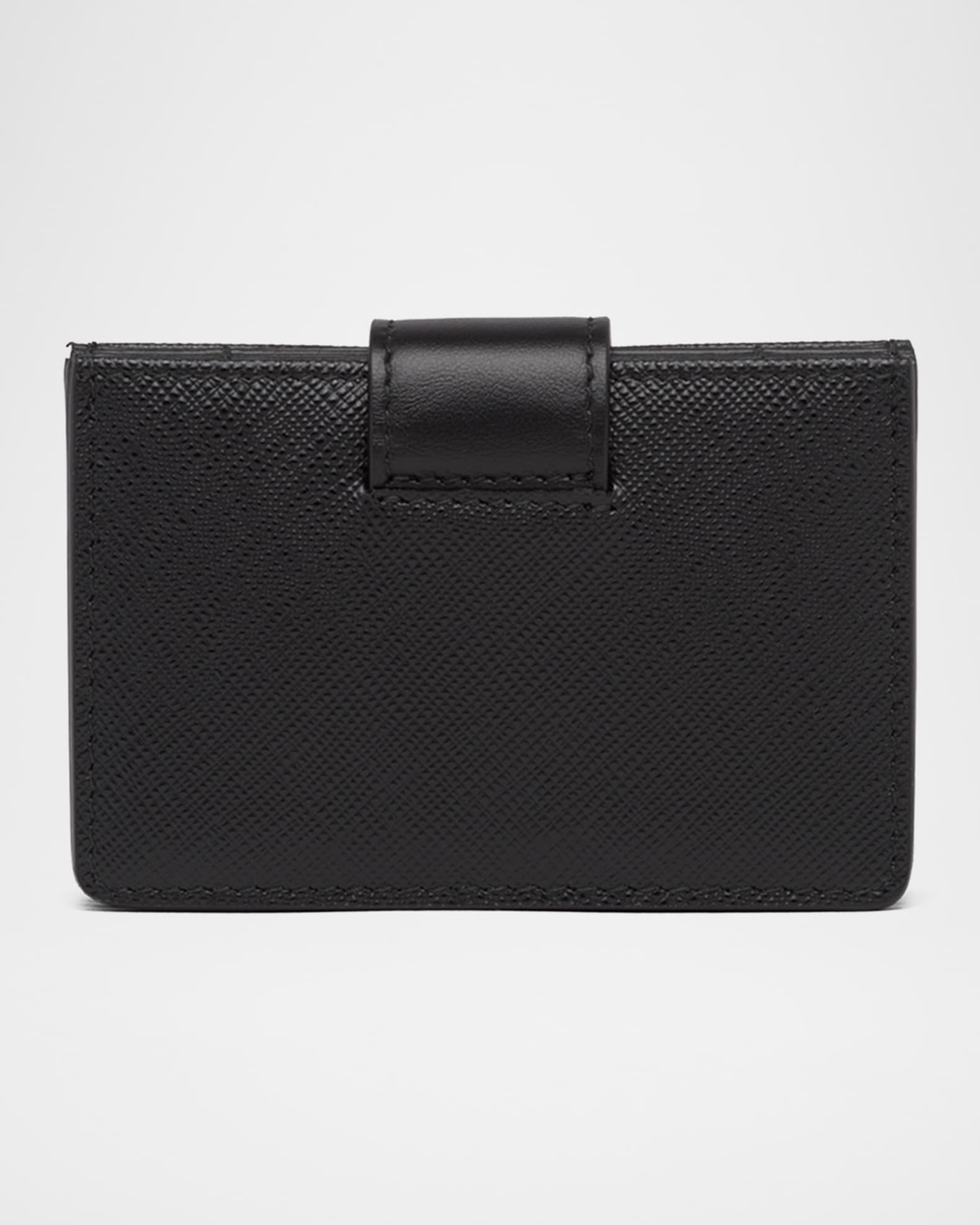 Prada Saffiano and Smooth Leather Card Holder | Neiman Marcus