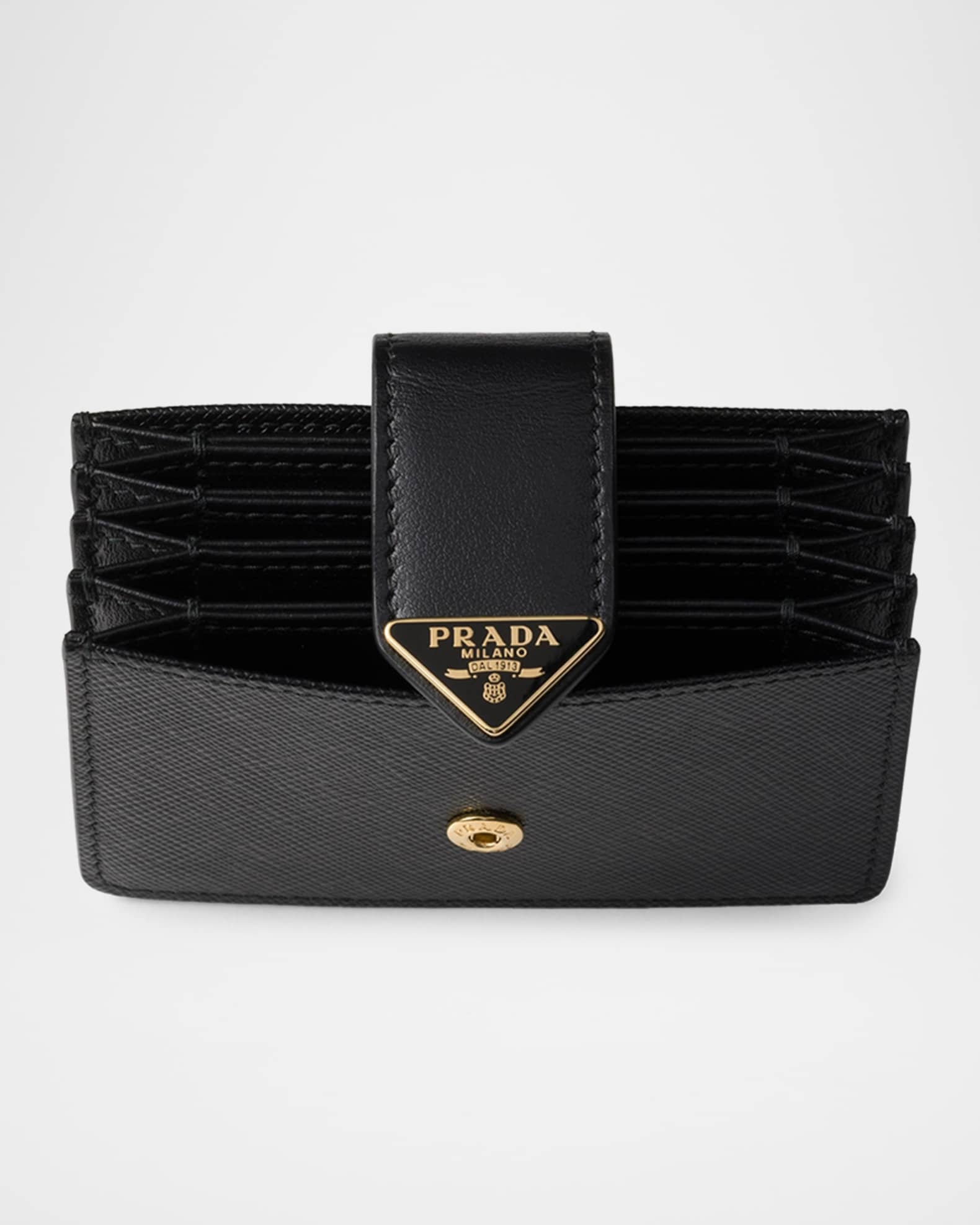 Prada Saffiano and Smooth Leather Card Holder | Neiman Marcus