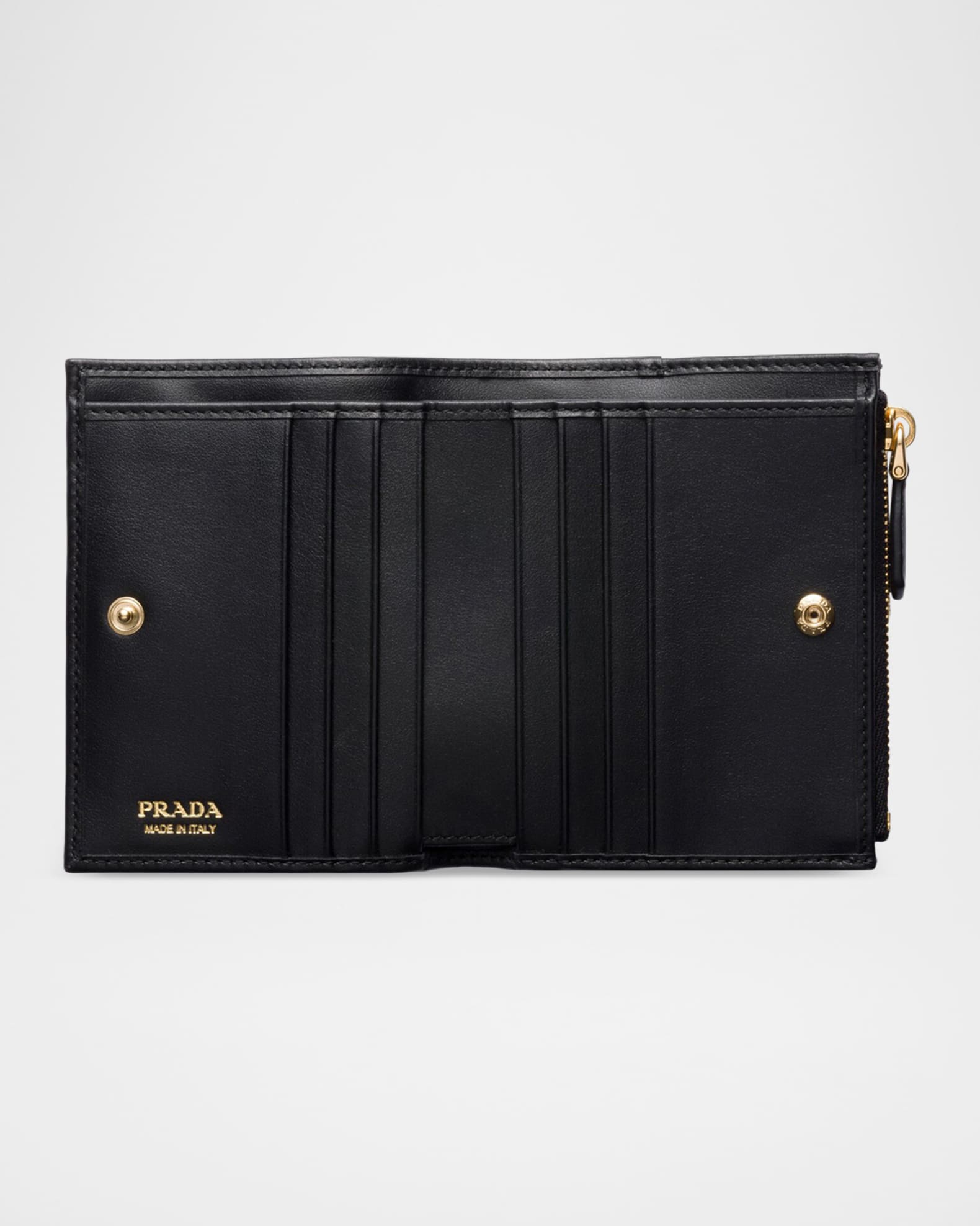 小物 Prada Multi Wallet Black Leather Prada Womens Vitello Move Black Leather Compact Envelope Trifold