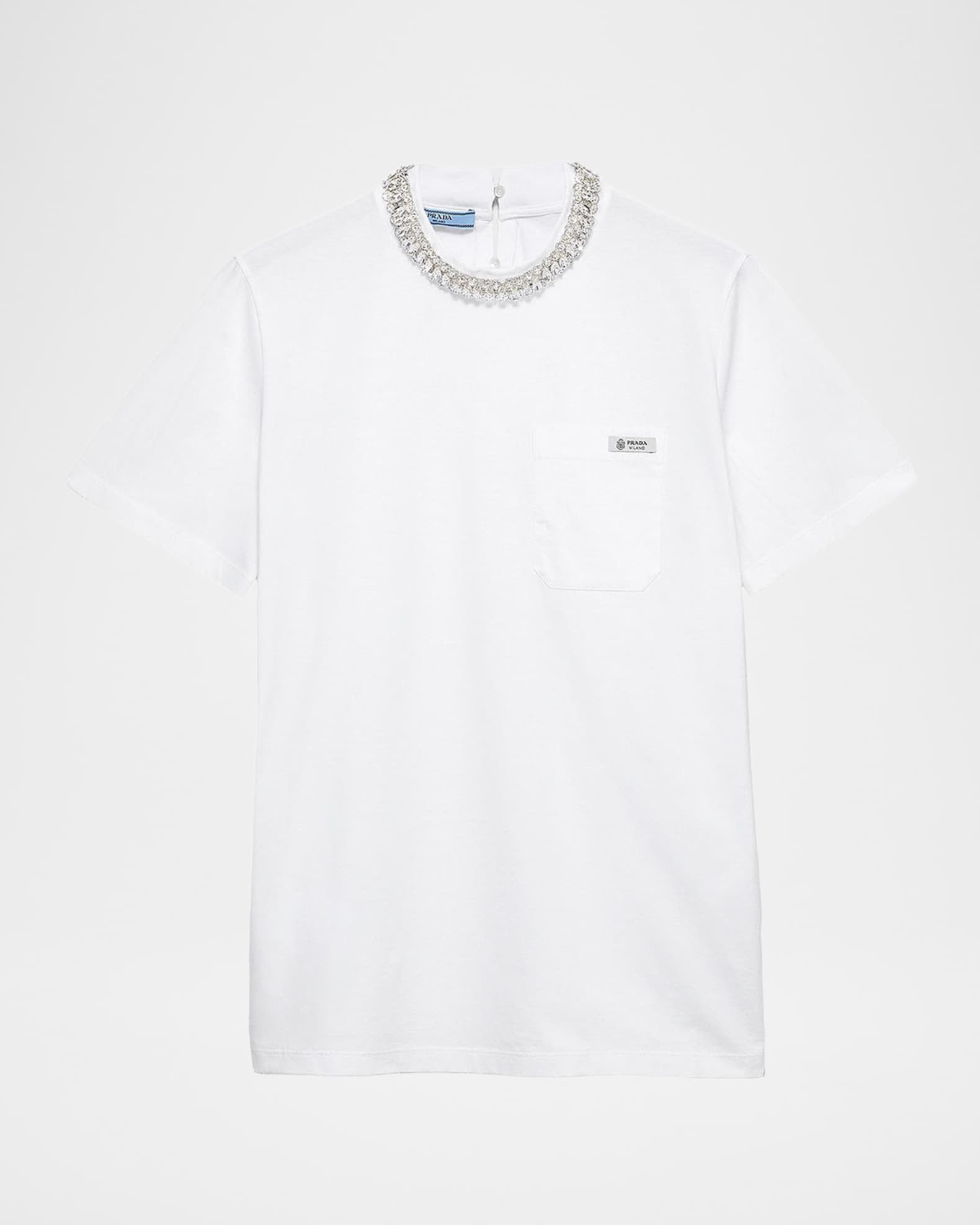Prada Crystal-Embroidered T-Shirt | Neiman Marcus