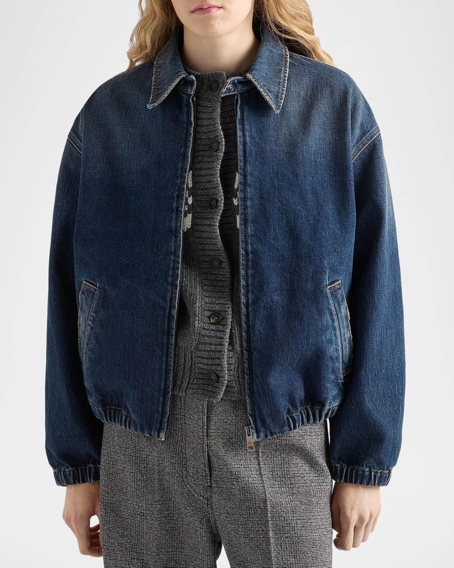 Prada Washed Denim Blouson Jacket | Neiman Marcus