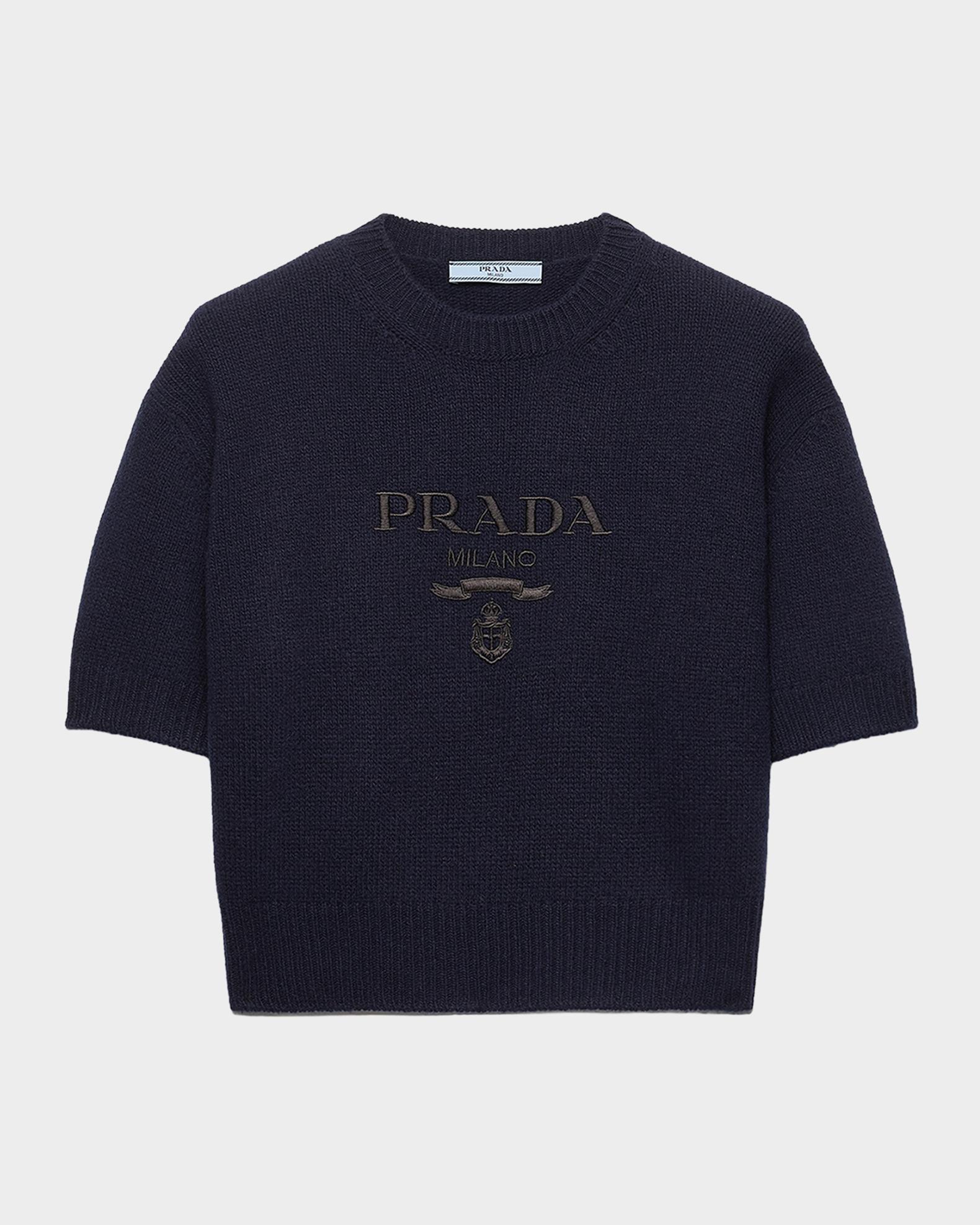 Prada Wool and Cashmere Logo Intarsia Crewneck Sweater | Neiman Marcus
