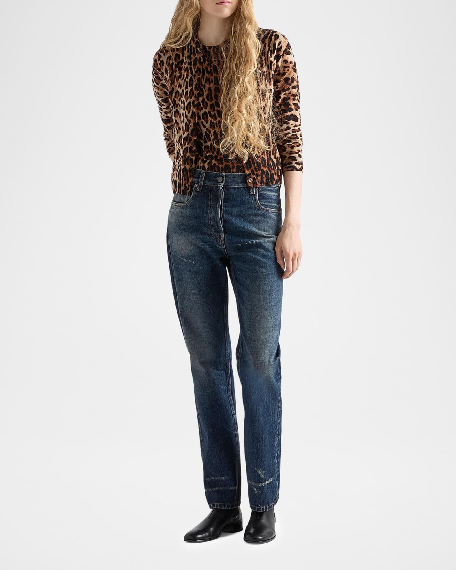 【希望価格今日のみ】PRADA CASHMEREPATTERN KNITVEST Prada Leopard-Print Cashmere Cardigan | Neiman Marcus