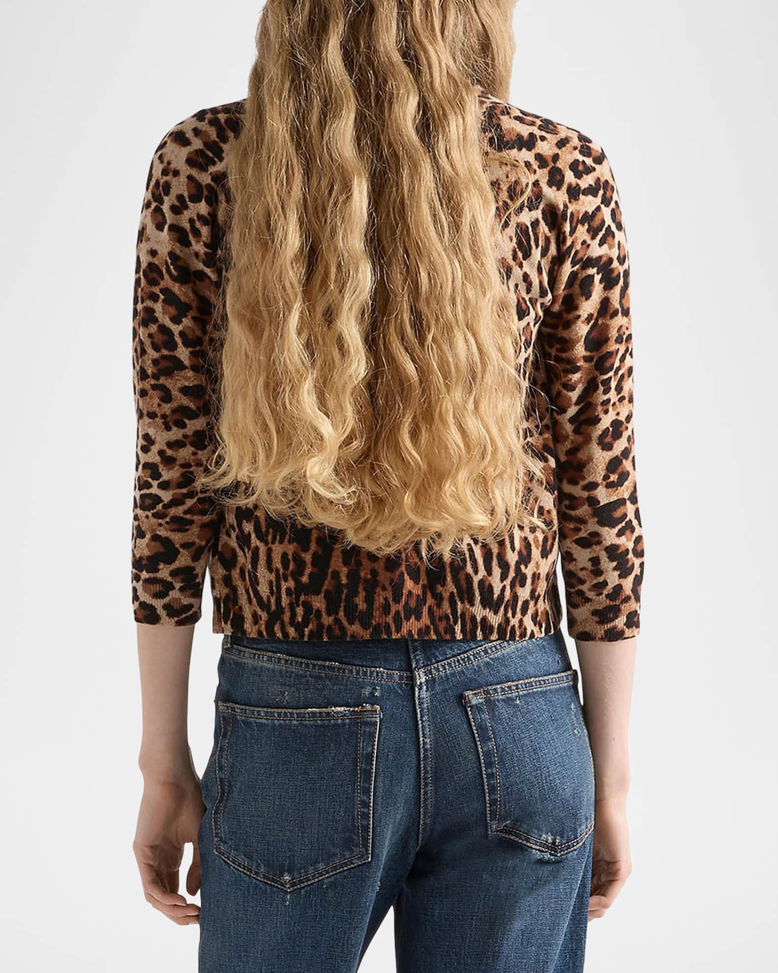 Prada Leopard-Print Cashmere Cardigan | Neiman Marcus