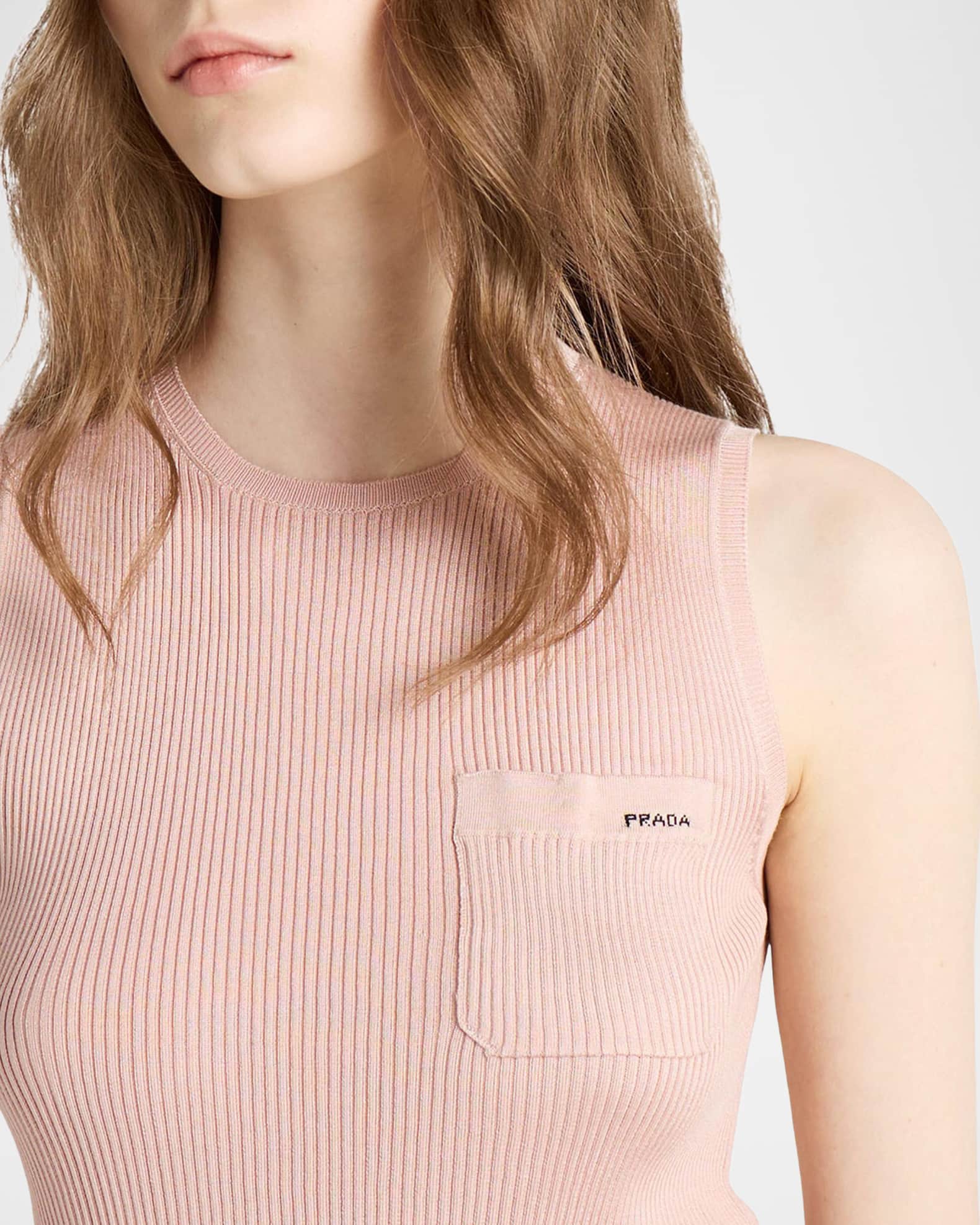 Prada Ribbed Silk Tank Top | Neiman Marcus
