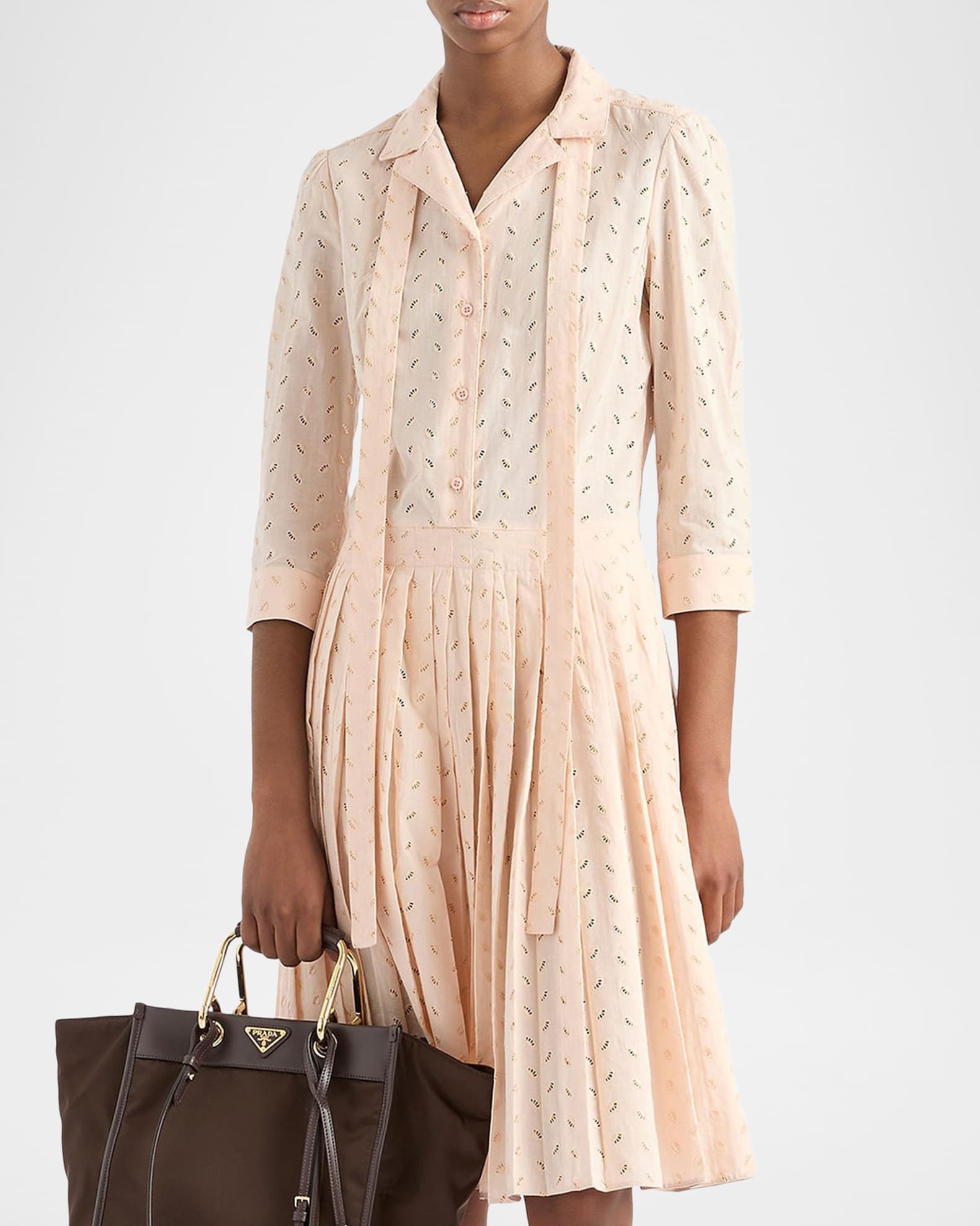 Prada Eyelet Lace Shirt Dress | Neiman Marcus