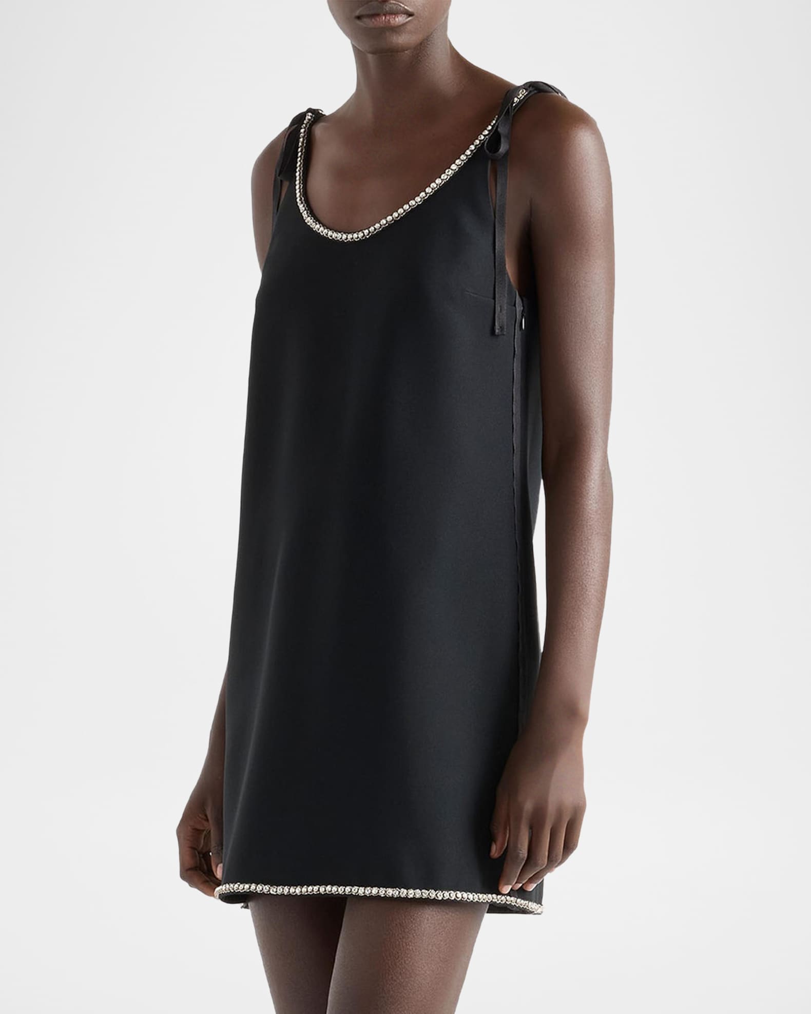 prada mini black dress Prada Re-nylon Strapless Mini Dress in Black