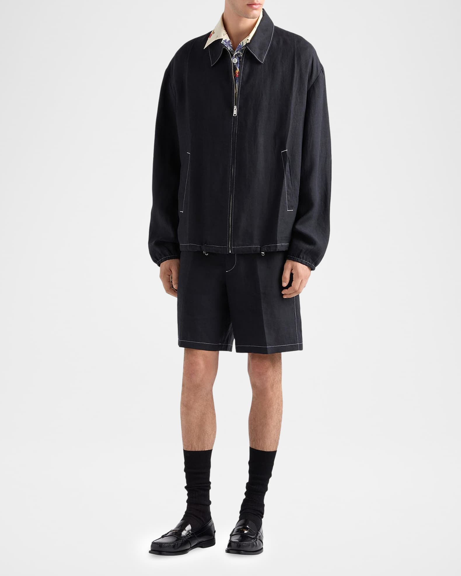 Prada Men's Cotton Blouson Jacket | Neiman Marcus