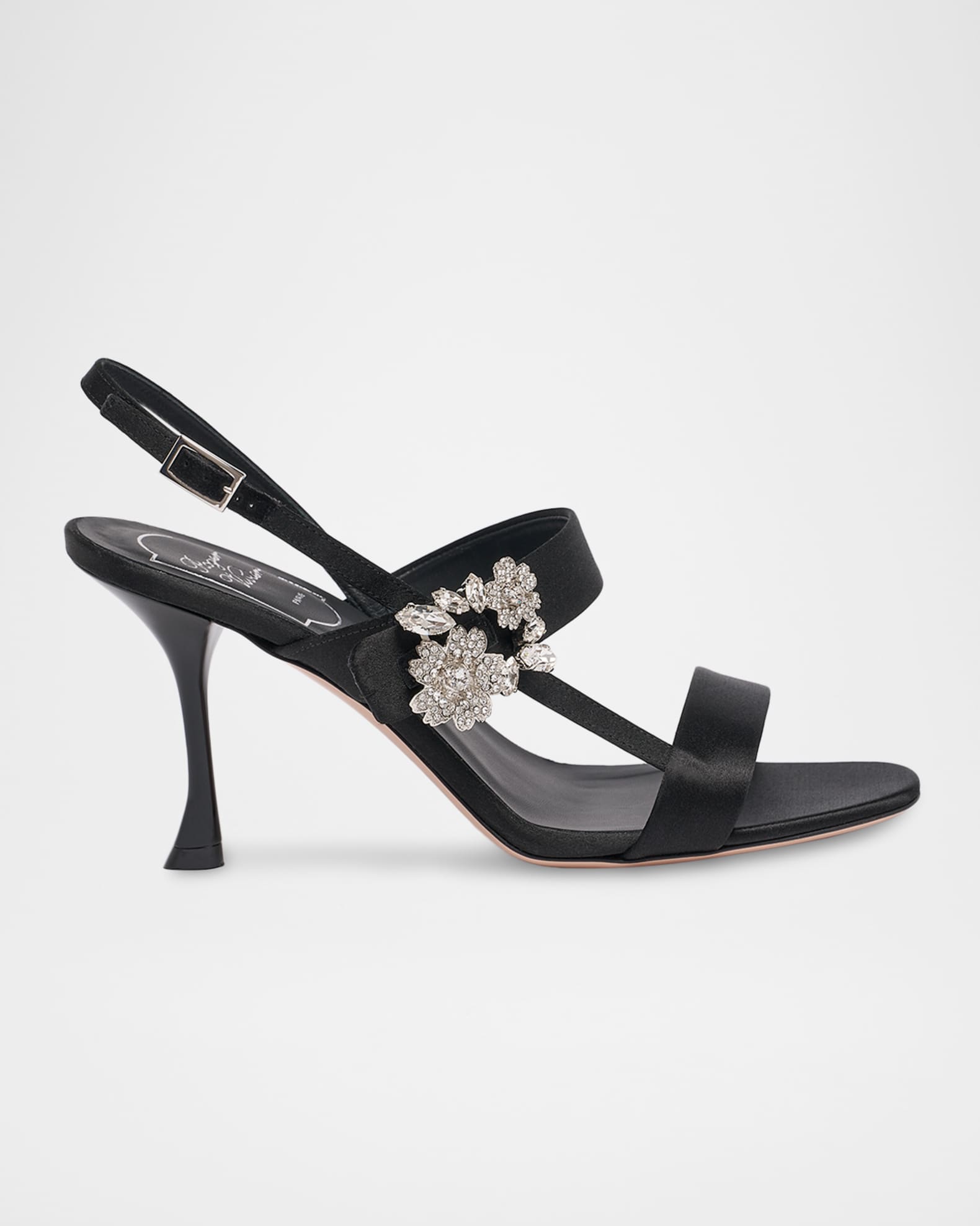 Roger Vivier 85mm Mini Bouquet Satin Slingback Sandals | Neiman Marcus