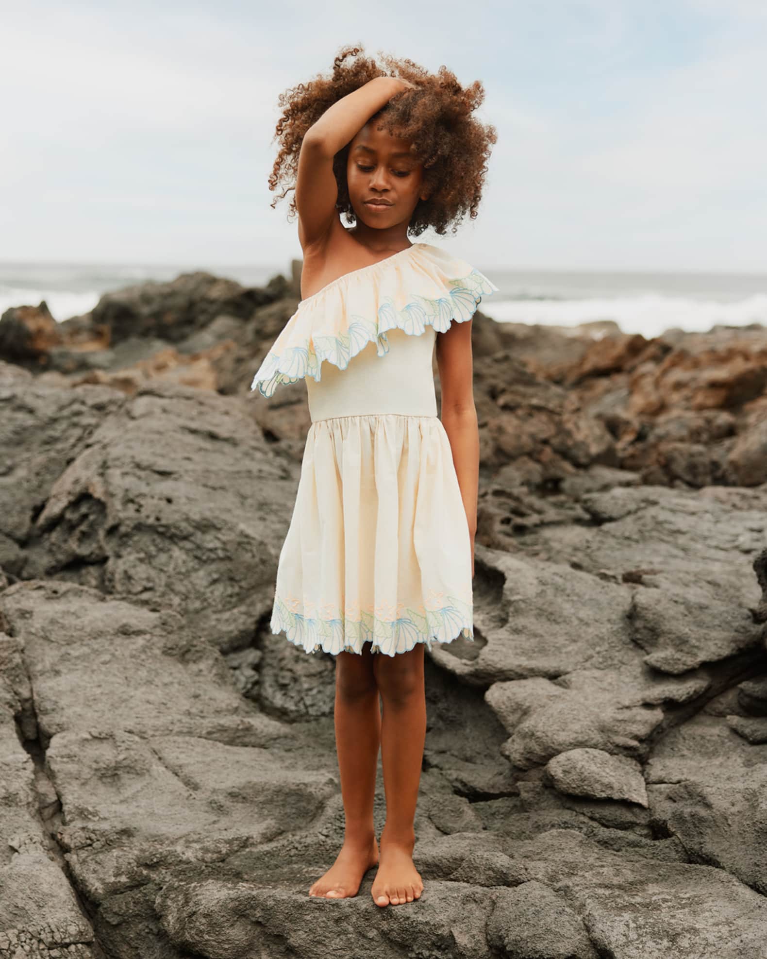 navy blue dress for baby girl Asymmetric Draped Chiffon Mini Dress (French Lace) S / Beige