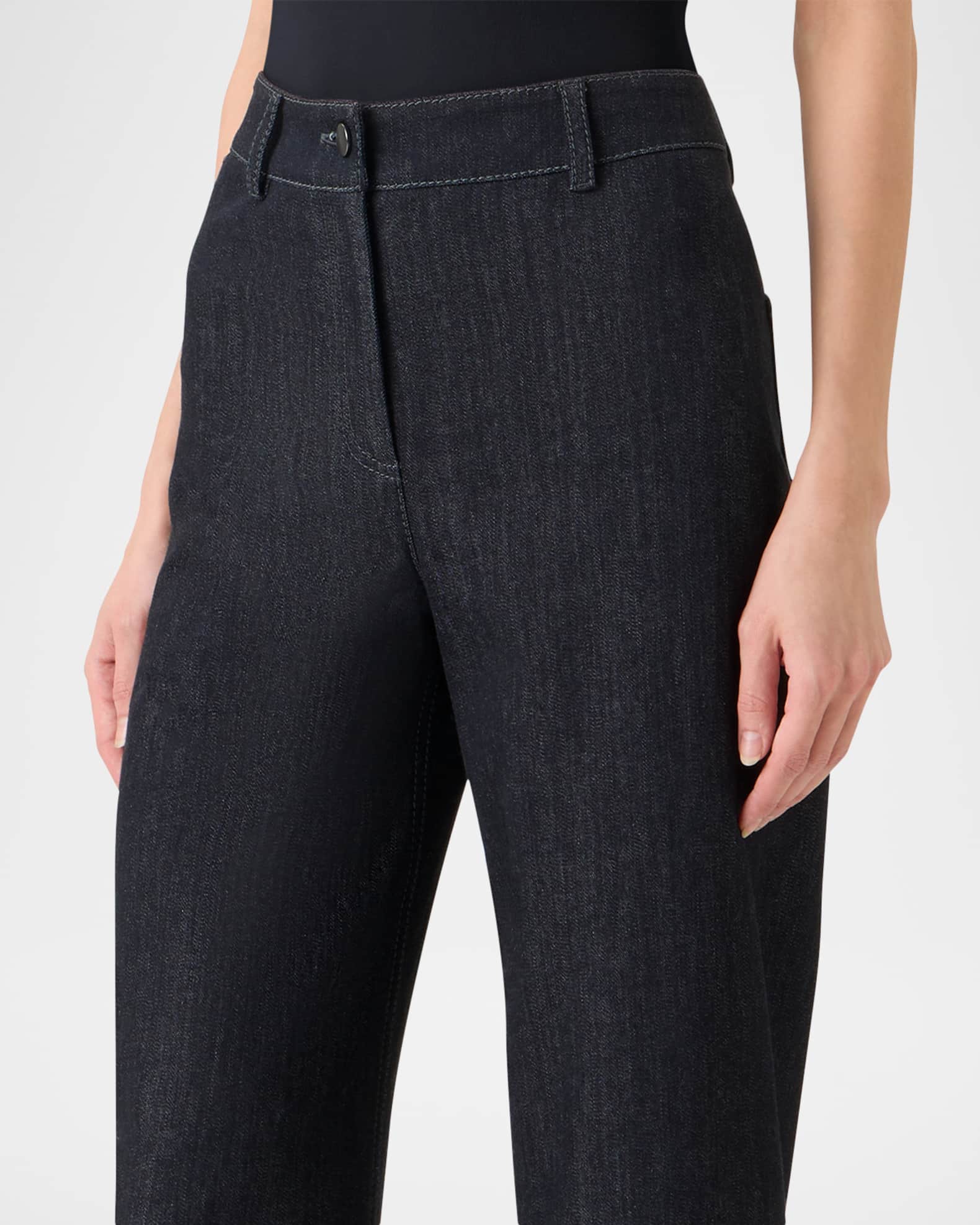 Akris punto Caia High-Stretch Denim Straight-Leg Crop Pants  display picture 1