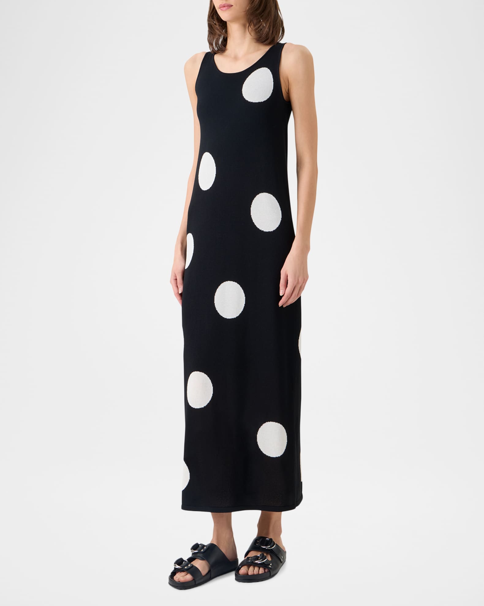 polka dot knit dress POLKA DOT KNIT DRESS - Brown / Ecru