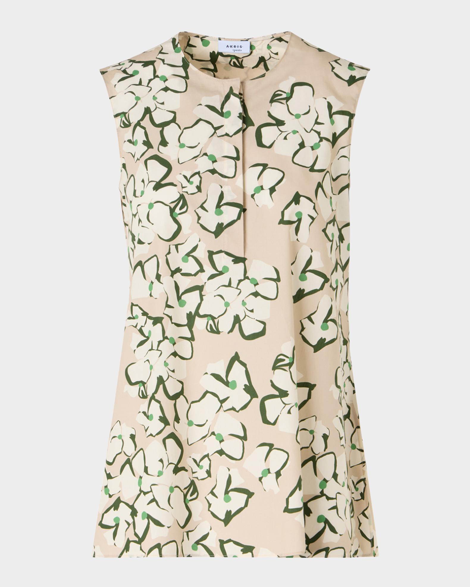 Akris punto Papercut Flower Print Cotton Poplin Sleeveless Tunic Blouse ...