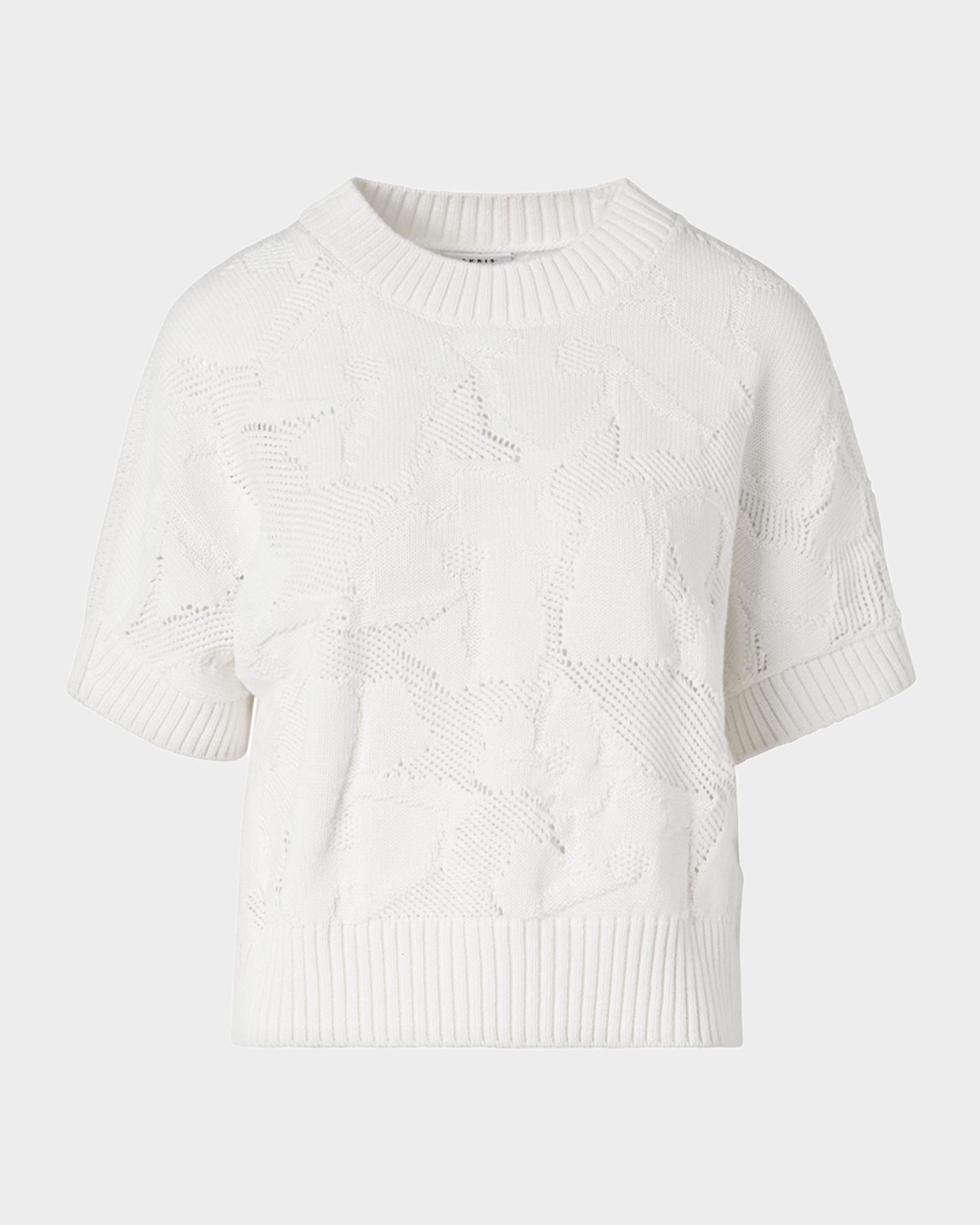 Akris punto Chunky Flower Ajour Knit Short-Sleeve Sweater | Neiman