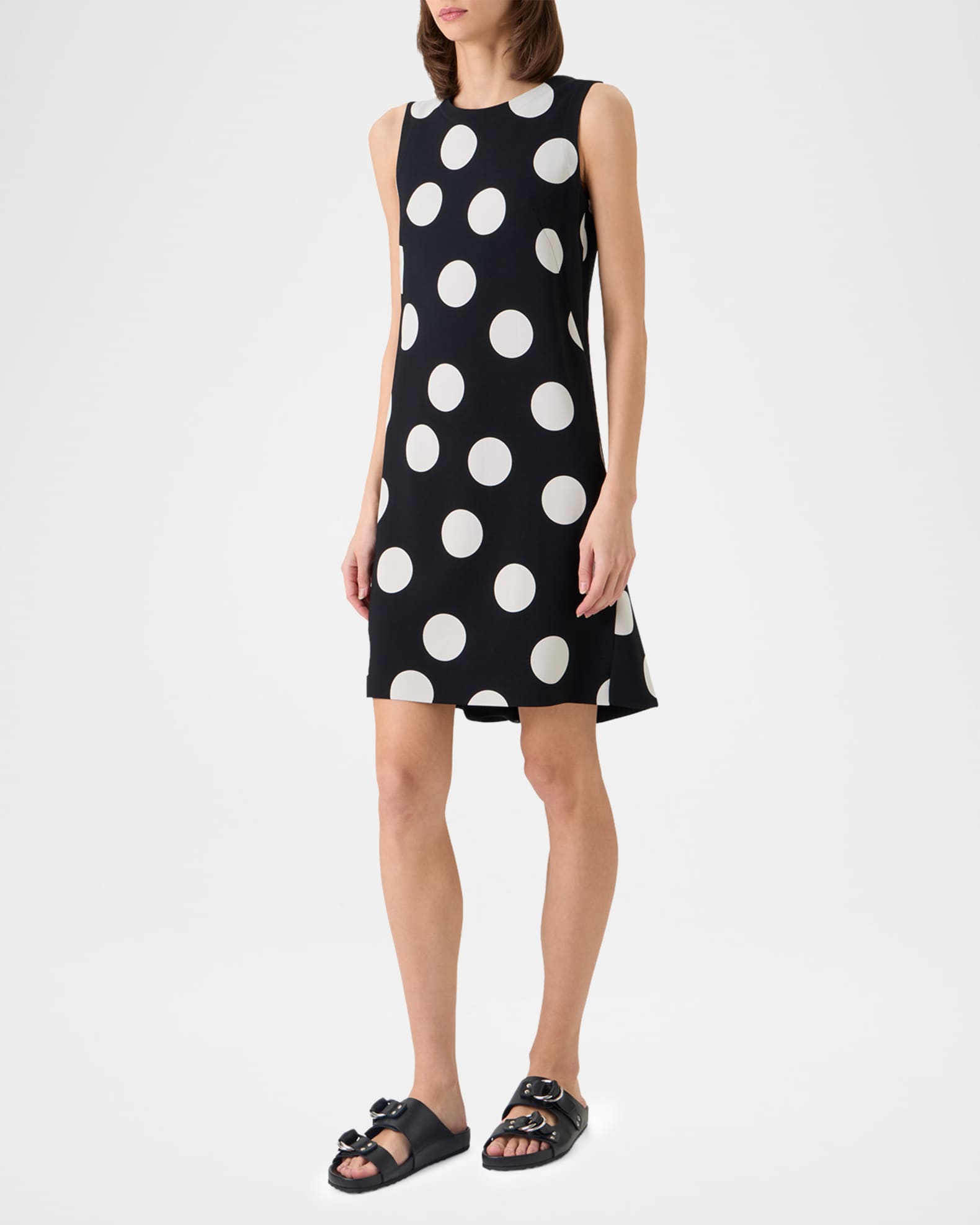 Akris punto Sleeveless XL Polka Dot Shift Dress | Neiman Marcus