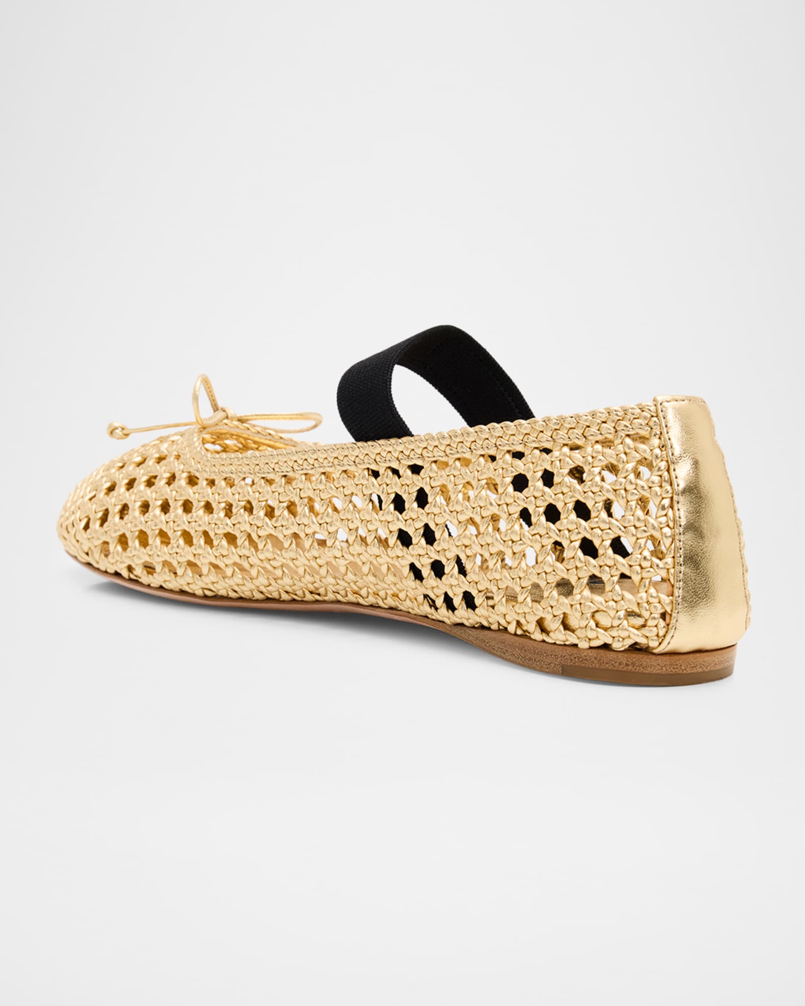Miu Miu Metallic Leather Crochet Ballerina Flats | Neiman Marcus