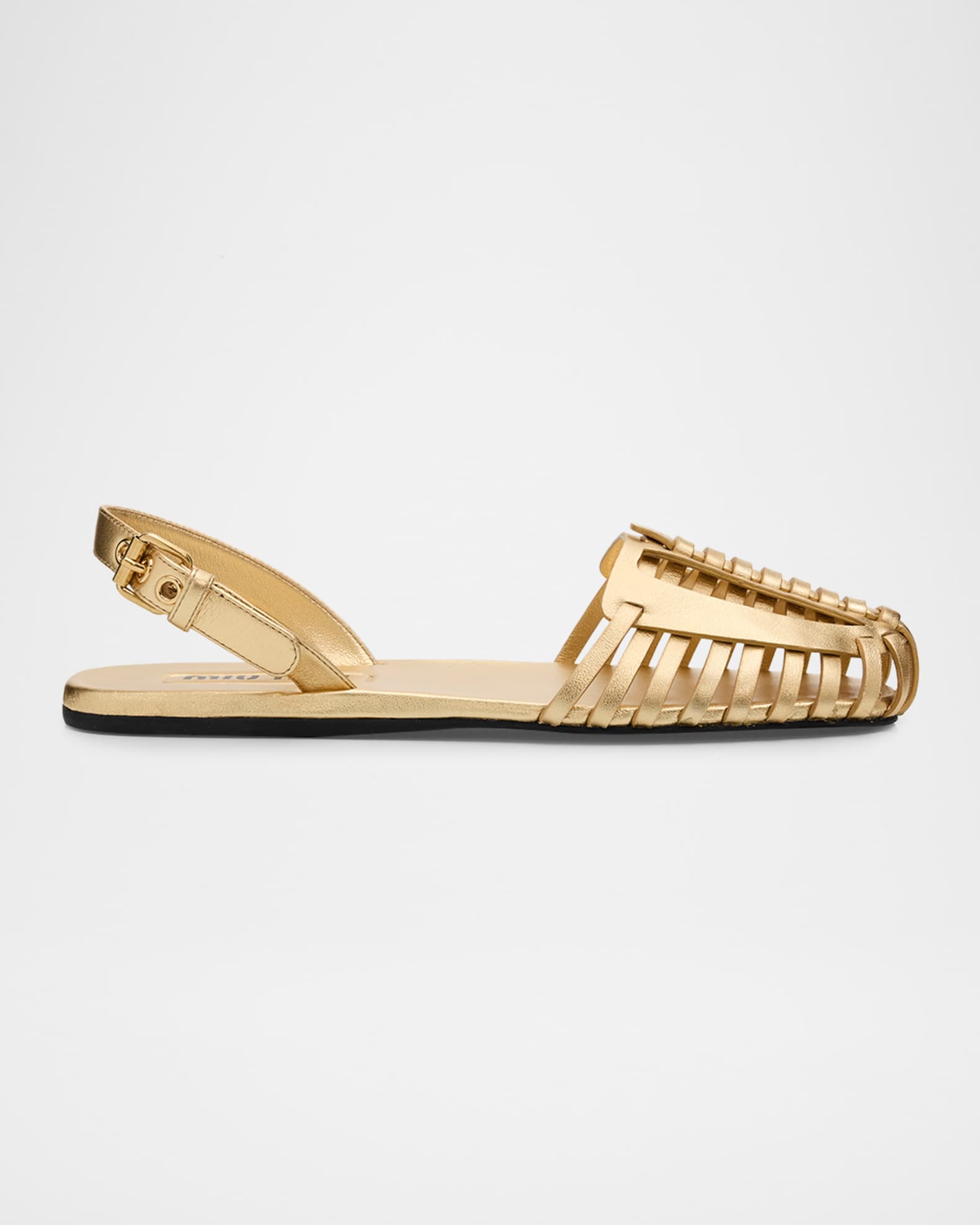 Miu Miu Huarache Metallic Leather Slingback Flats | Neiman Marcus