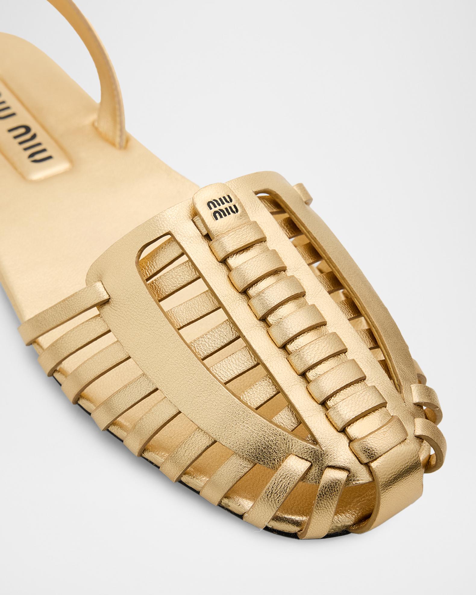 Miu Miu Huarache Metallic Leather Slingback Flats | Neiman Marcus