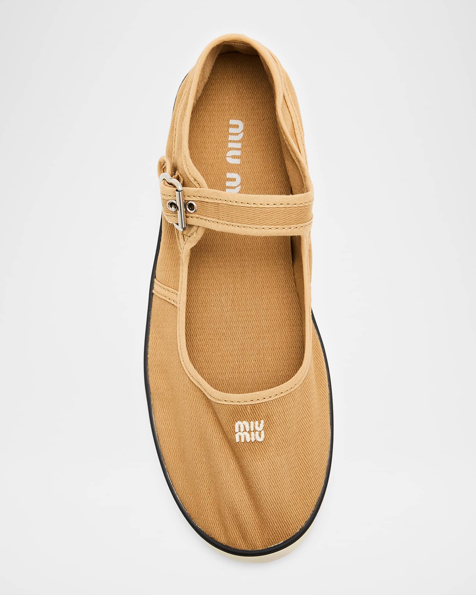 Miu Miu Canvas Mary Jane Ballerina Flats | Neiman Marcus