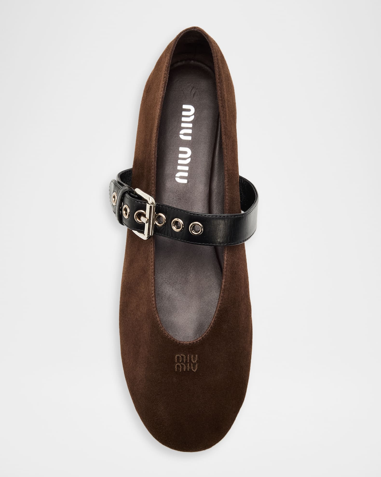 Miu Miu Suede Mary Jane Ballerina Flats | Neiman Marcus