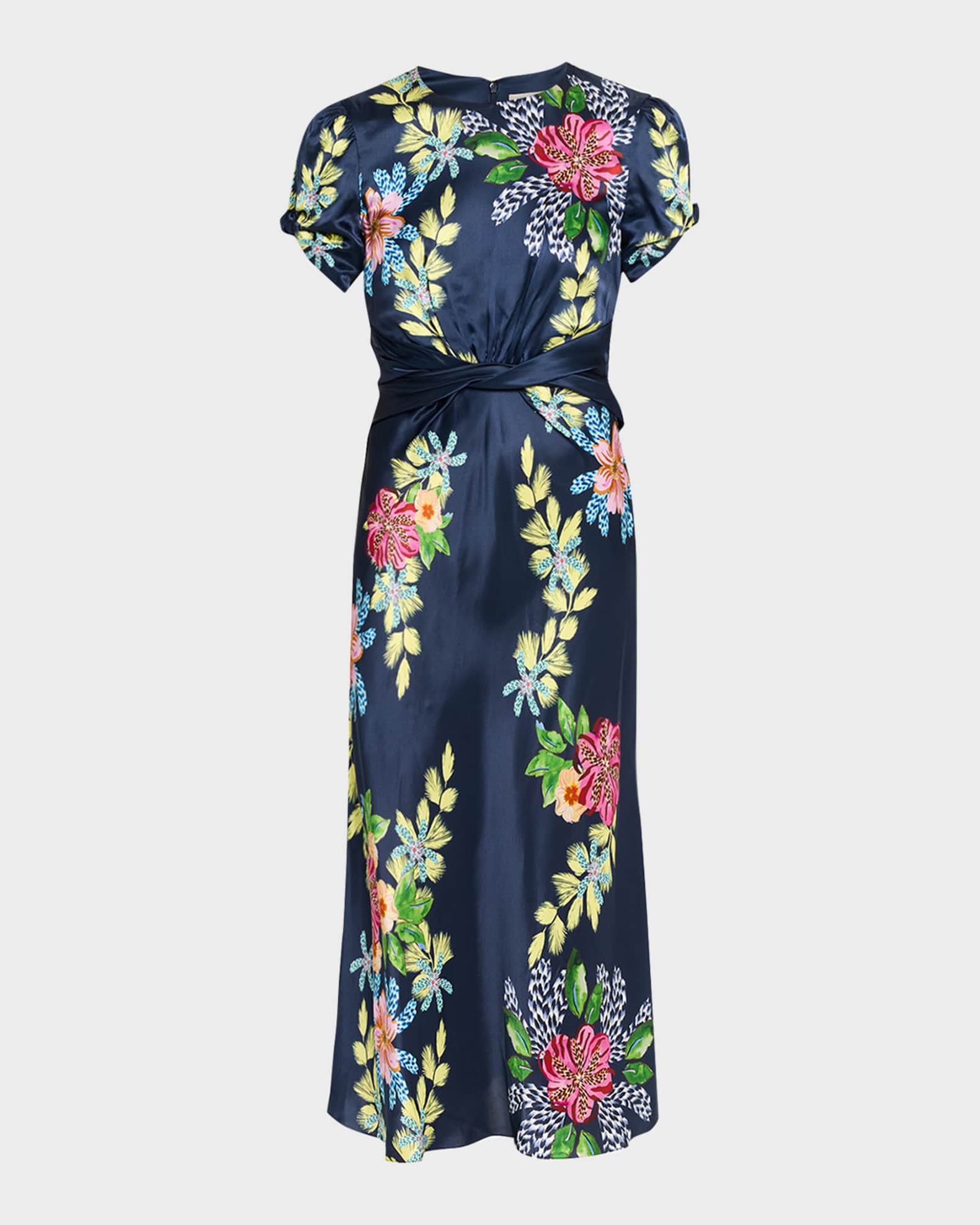 Saloni Gwen Floral Silk-Blend Dress | Neiman Marcus