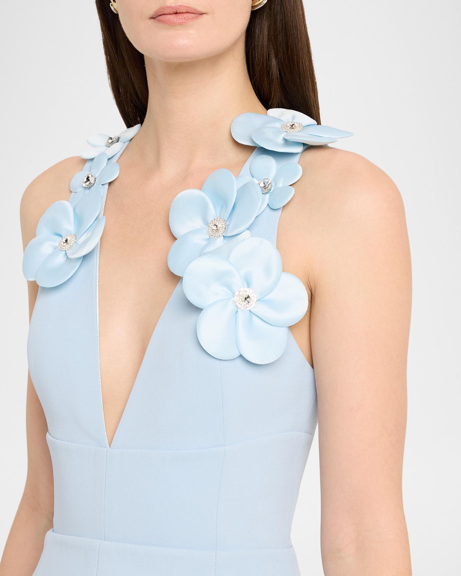 bronx and banco estelle deep v-neck floral applique mini dress Bronx Banco Estelle Deep V-Neck Floral Applique Mini Dress