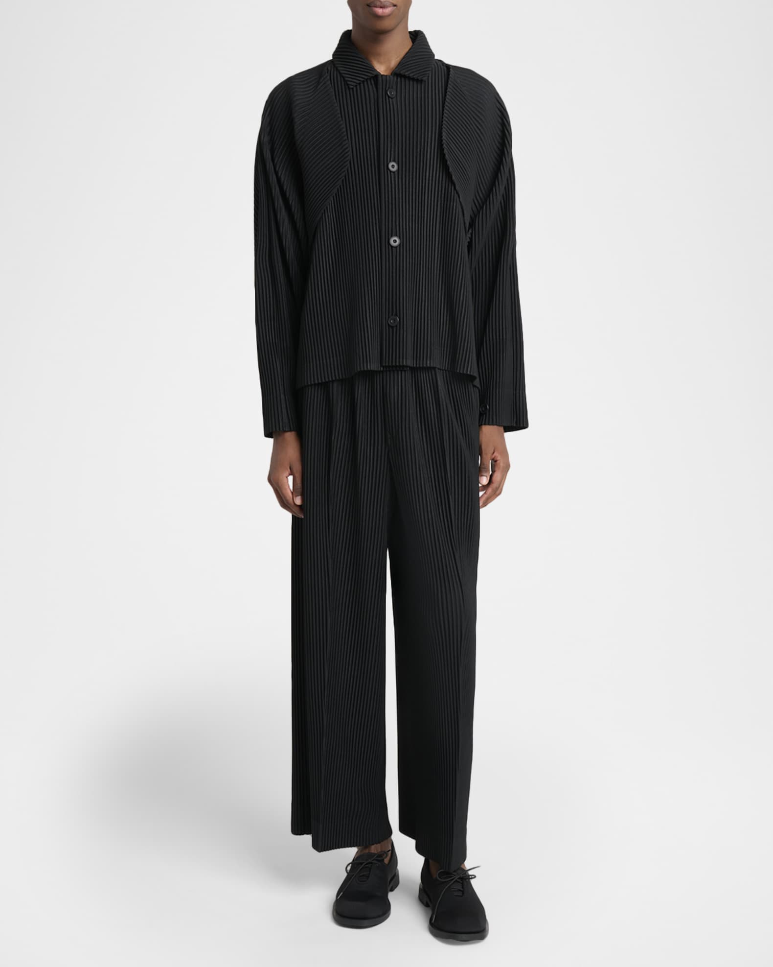 Homme Plisse Issey Miyake Men's Pleated Button-Down Shirt | Neiman