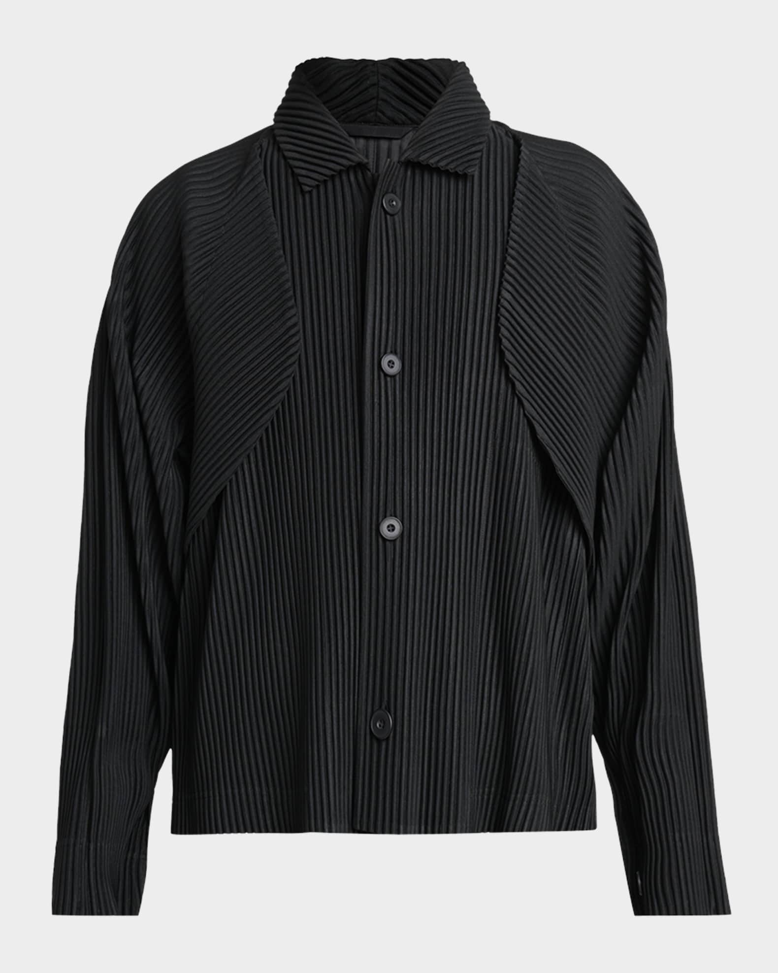 【美品】HOMME PLISSÉ ISSEY MIYAKE ブラックシャツ Homme Plisse Issey Miyake Men's Pleated Button-Down Shirt | Neiman