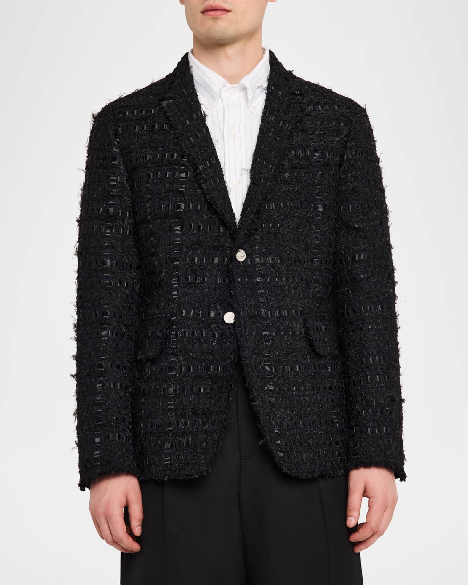 Thom Browne Men's Unconstructed Frayed Tweed Sport Coat | Neiman