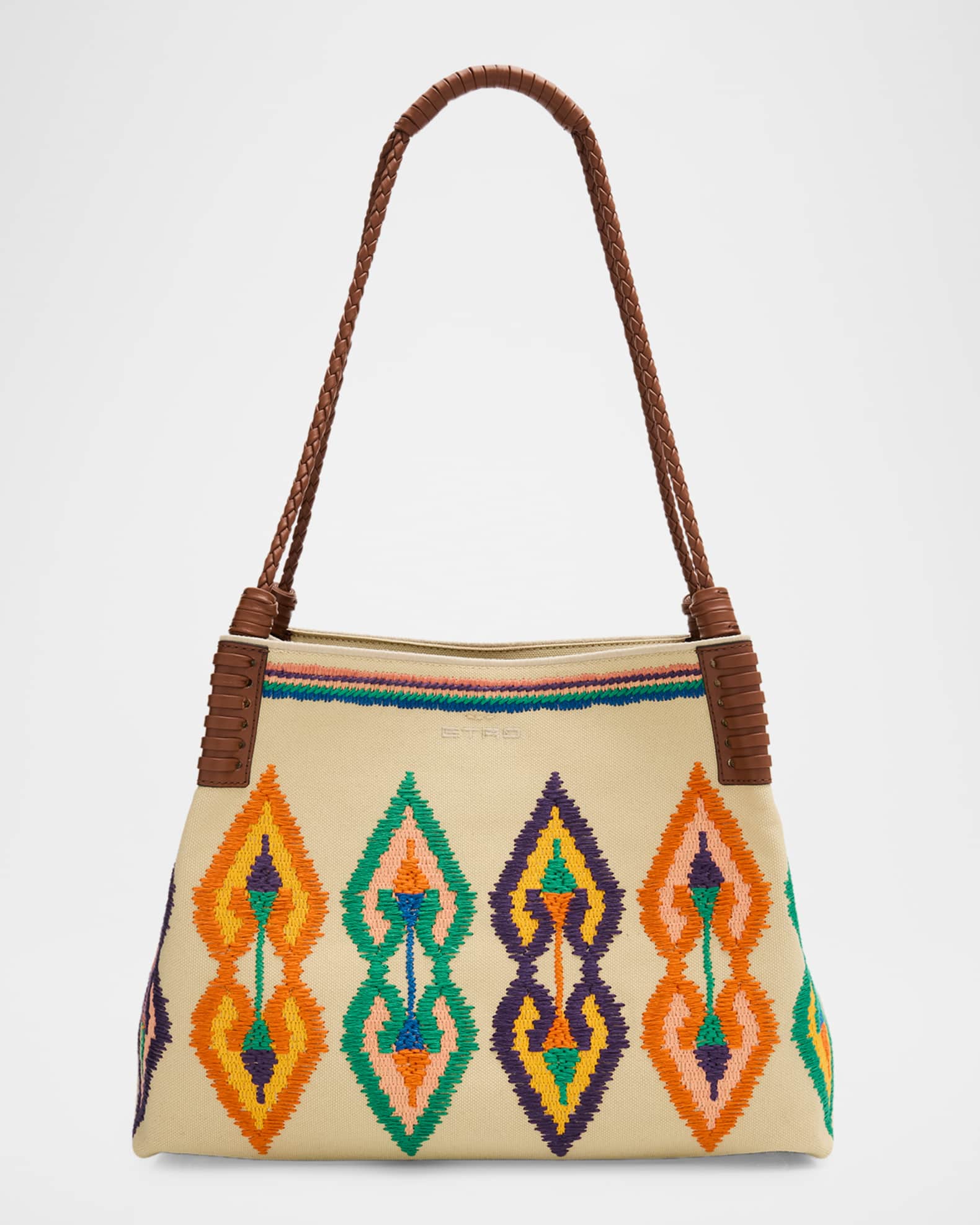 Etro Libra Medium Embroidered Shopping Shoulder Bag | Neiman Marcus