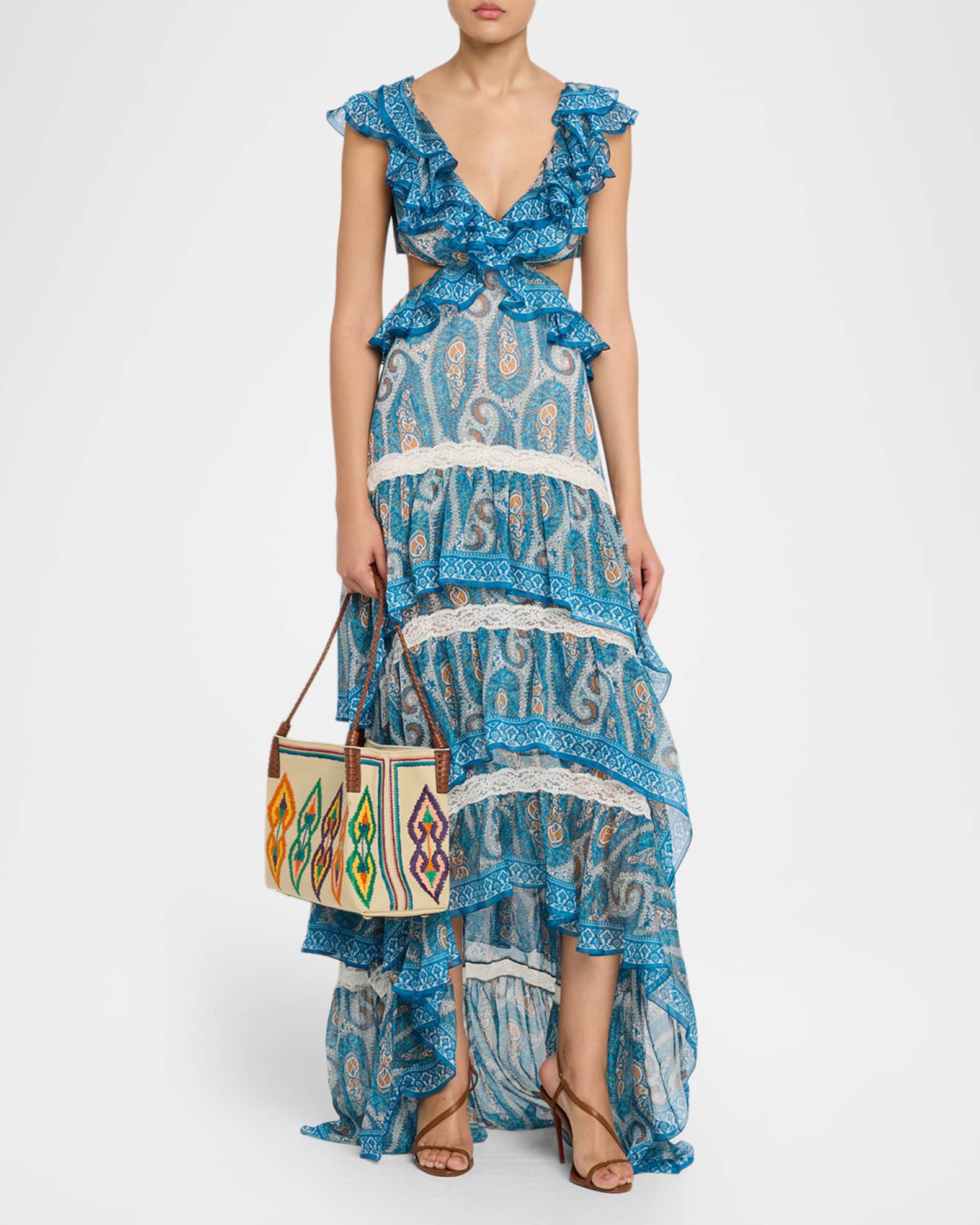 Etro Libra Medium Embroidered Shopping Shoulder Bag | Neiman Marcus