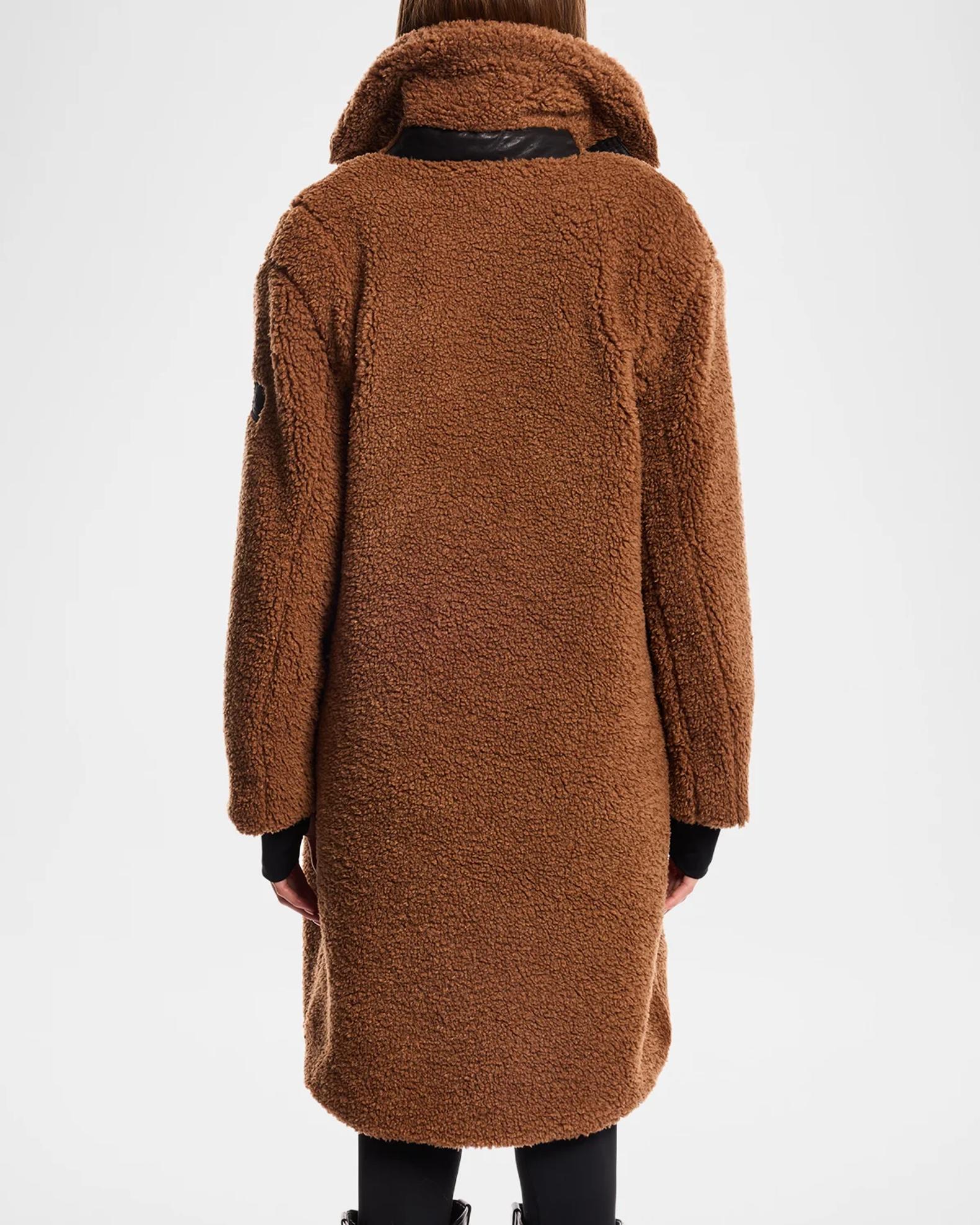 SAM Sherpa Leather-Trimmed Coat | Neiman Marcus