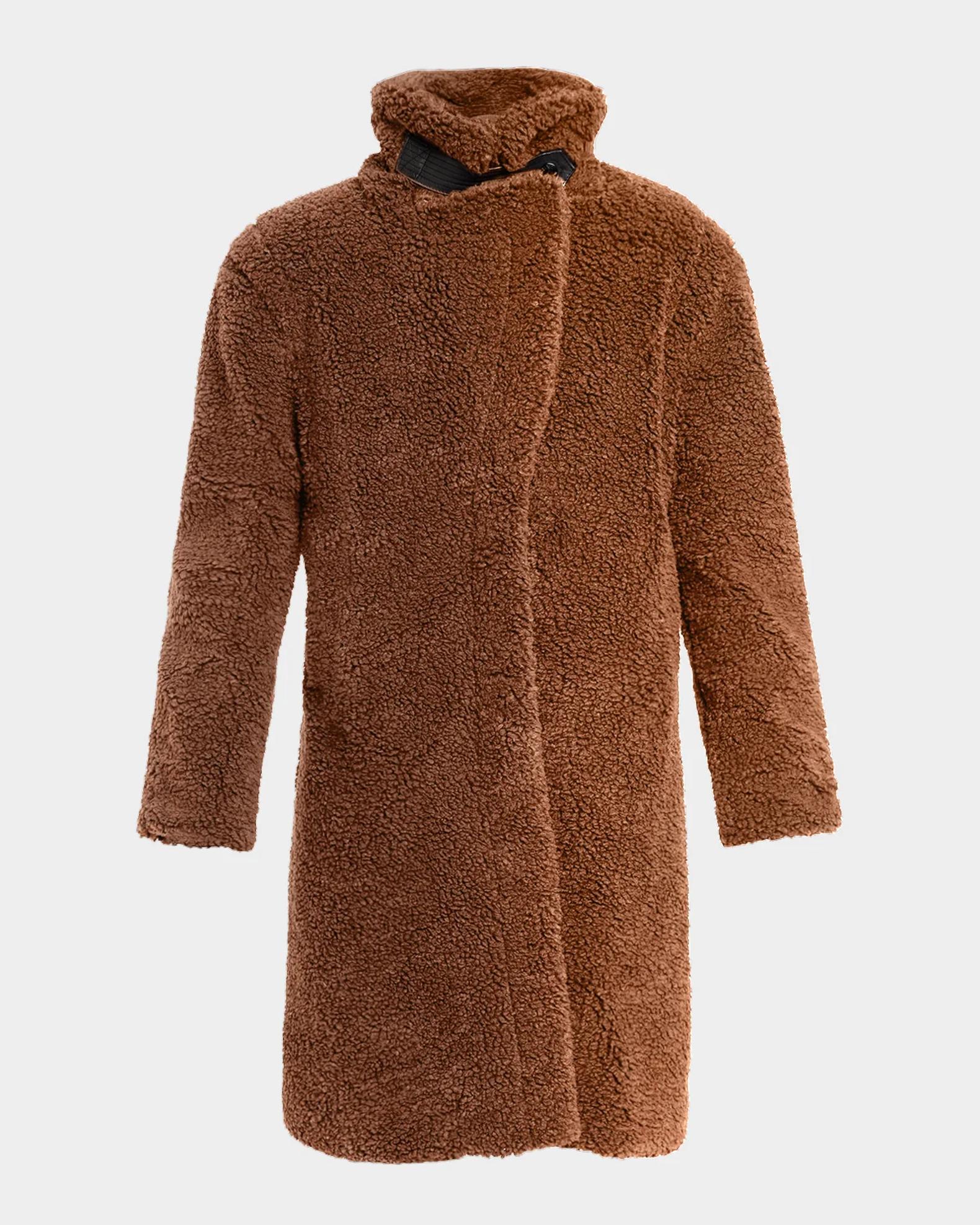 SAM Sherpa Leather-Trimmed Coat | Neiman Marcus