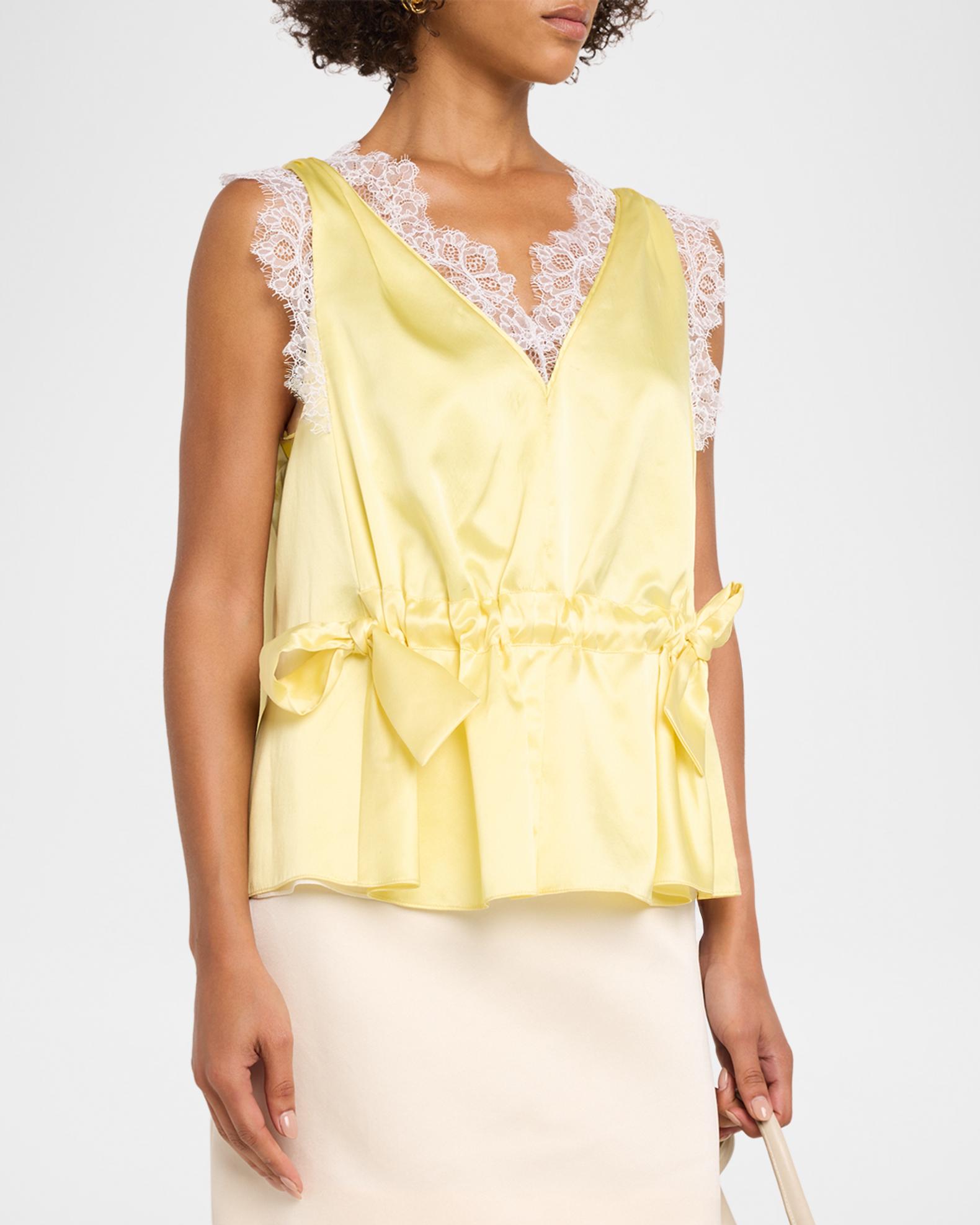 3.1 Phillip Lim Sleeveless Satin V-Neck Top | Neiman Marcus