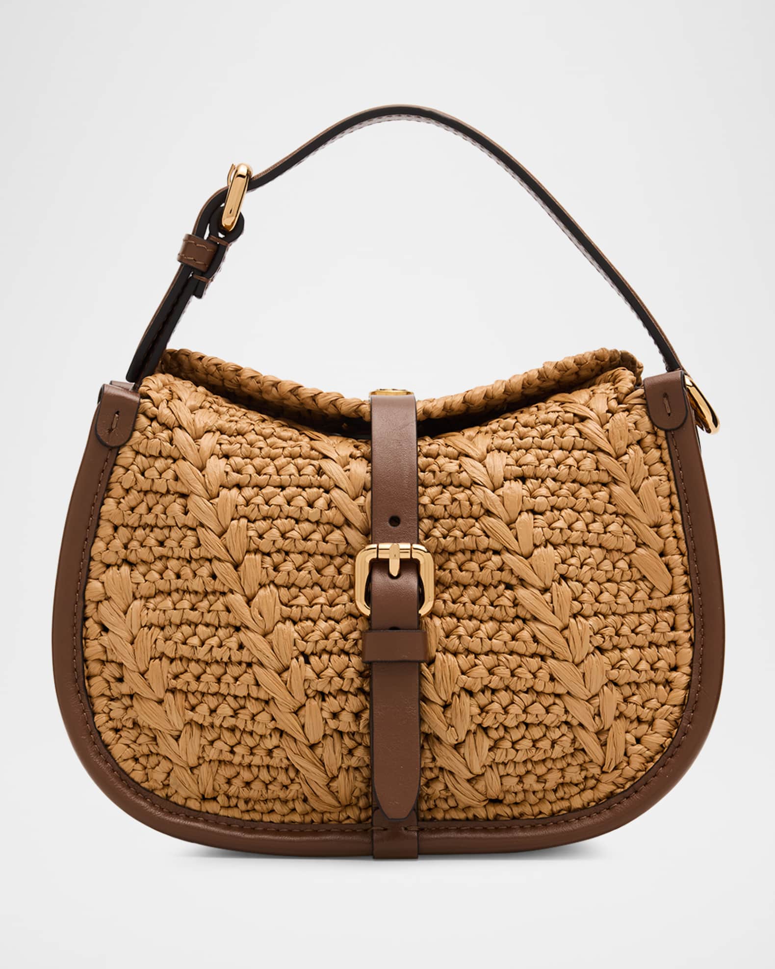 Etro Pony Crochet Faux Raffia Top Handle Bag | Neiman Marcus